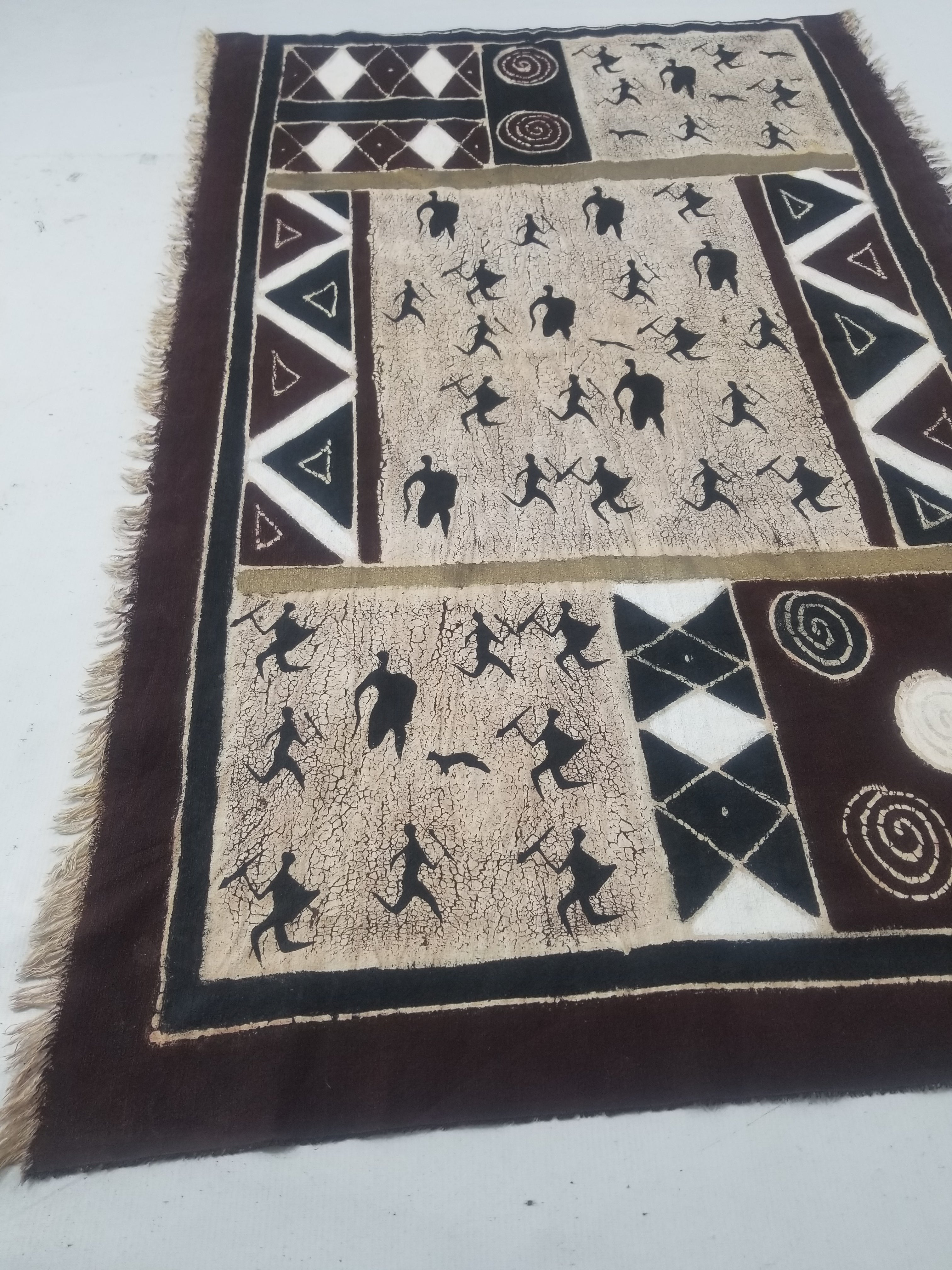 Vintage African Hand Painted Batik Wall Hanging 140x88cm