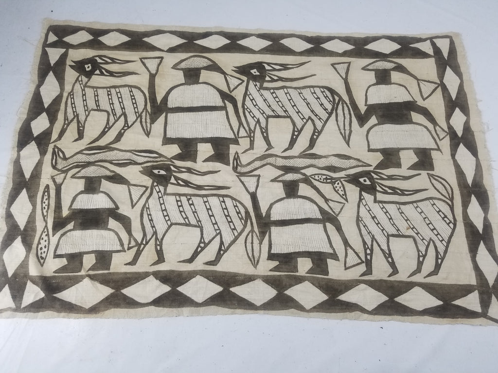 Vintage African Korhogo Mudcloth Tribal Art Wall Hanging 180x117cm