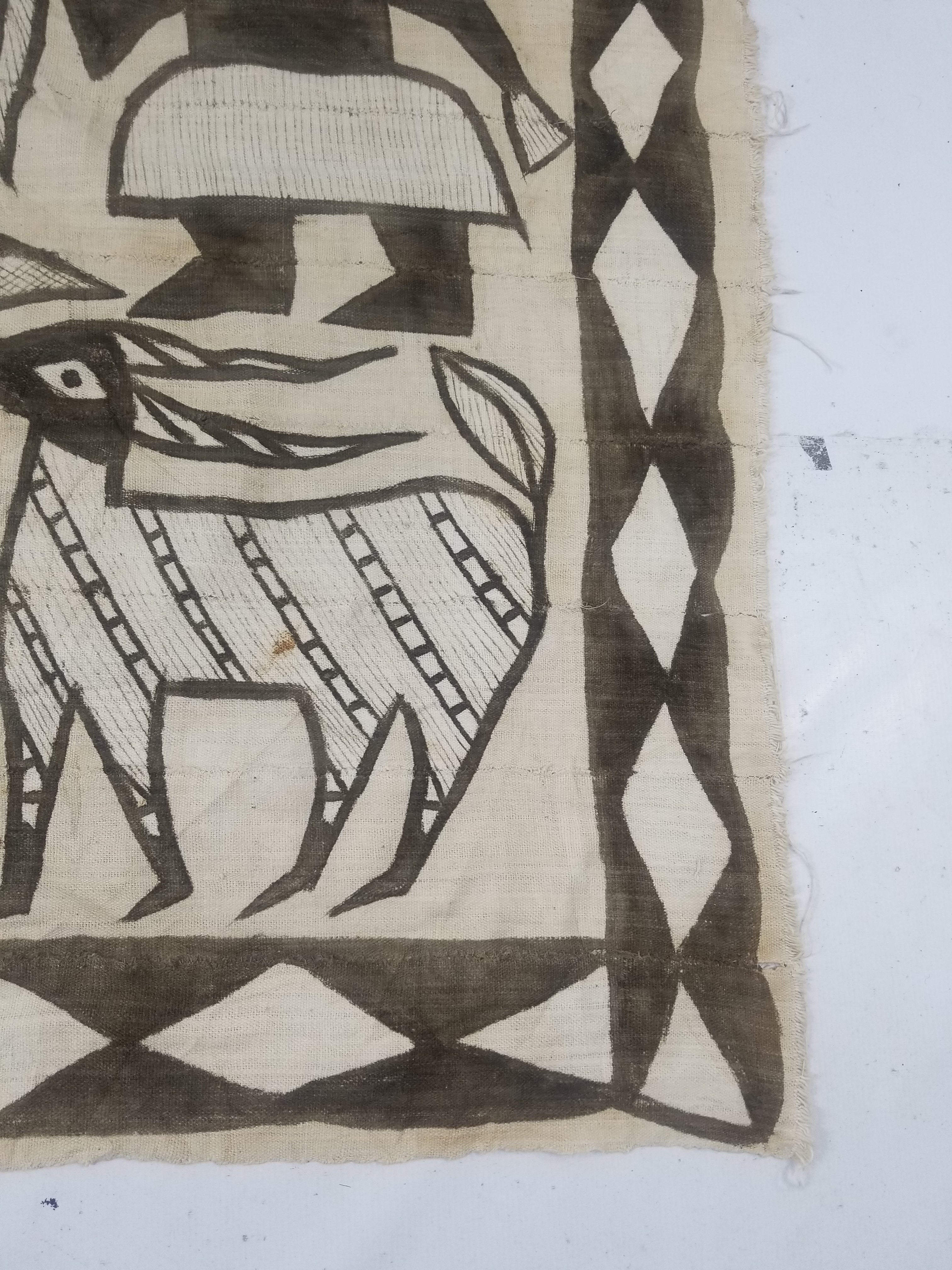 Vintage African Korhogo Mudcloth Tribal Art Wall Hanging 180x117cm