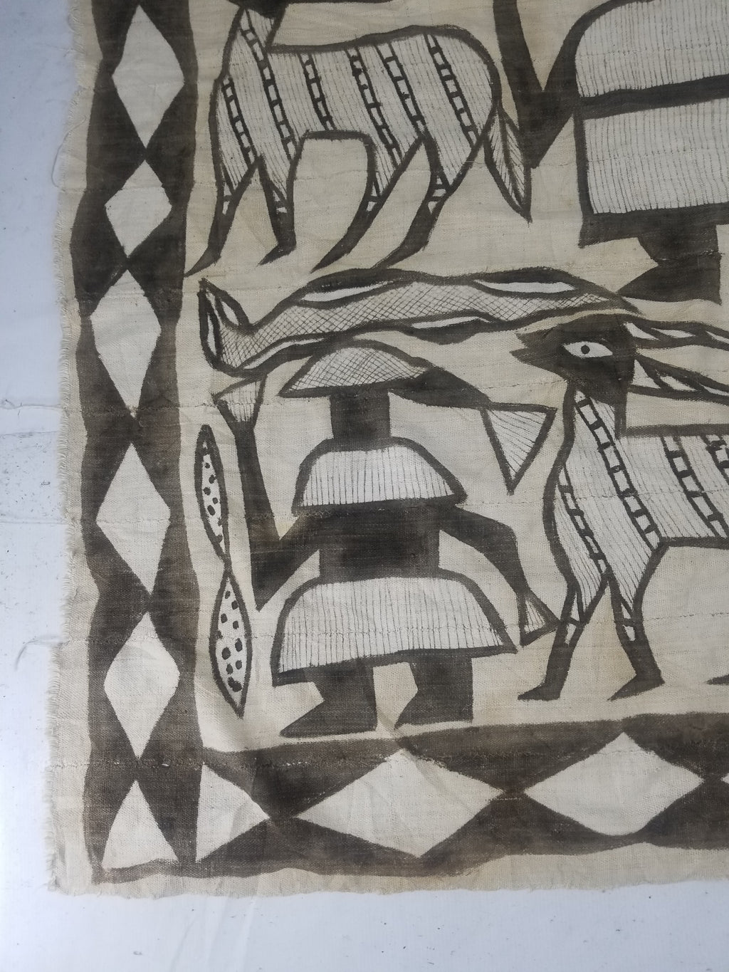 Vintage African Korhogo Mudcloth Tribal Art Wall Hanging 180x117cm