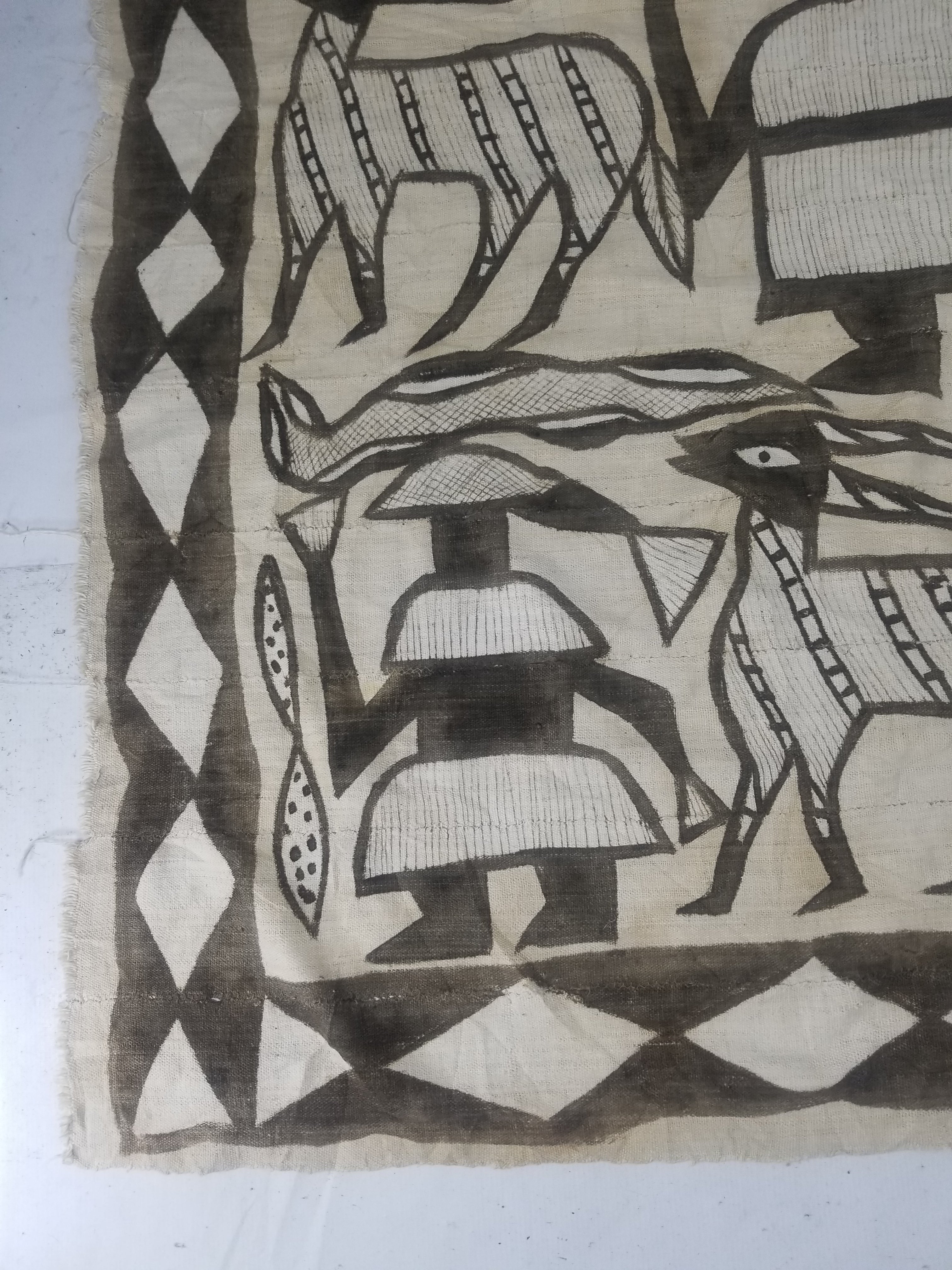 Vintage African Korhogo Mudcloth Tribal Art Wall Hanging 180x117cm