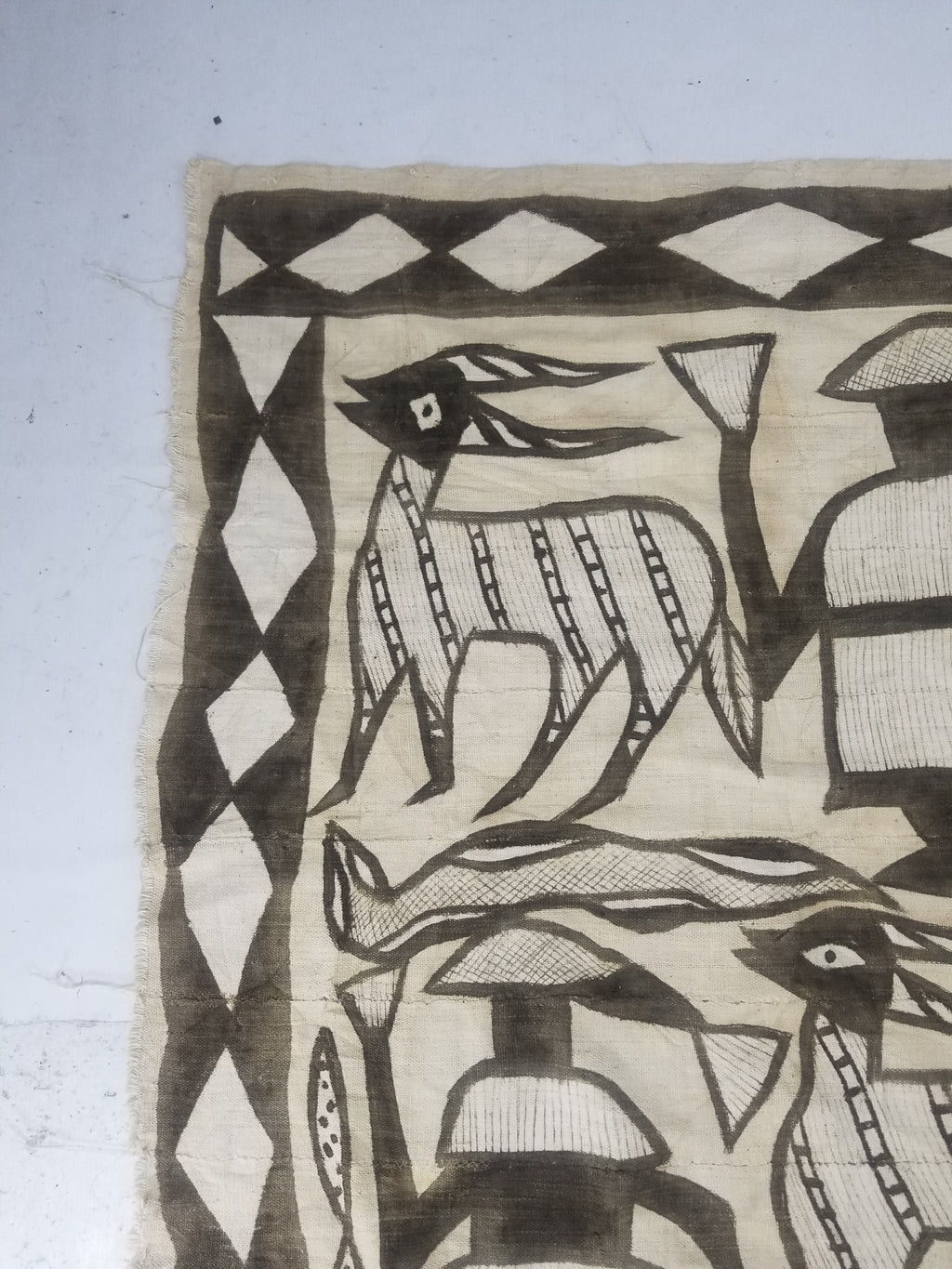 Vintage African Korhogo Mudcloth Tribal Art Wall Hanging 180x117cm