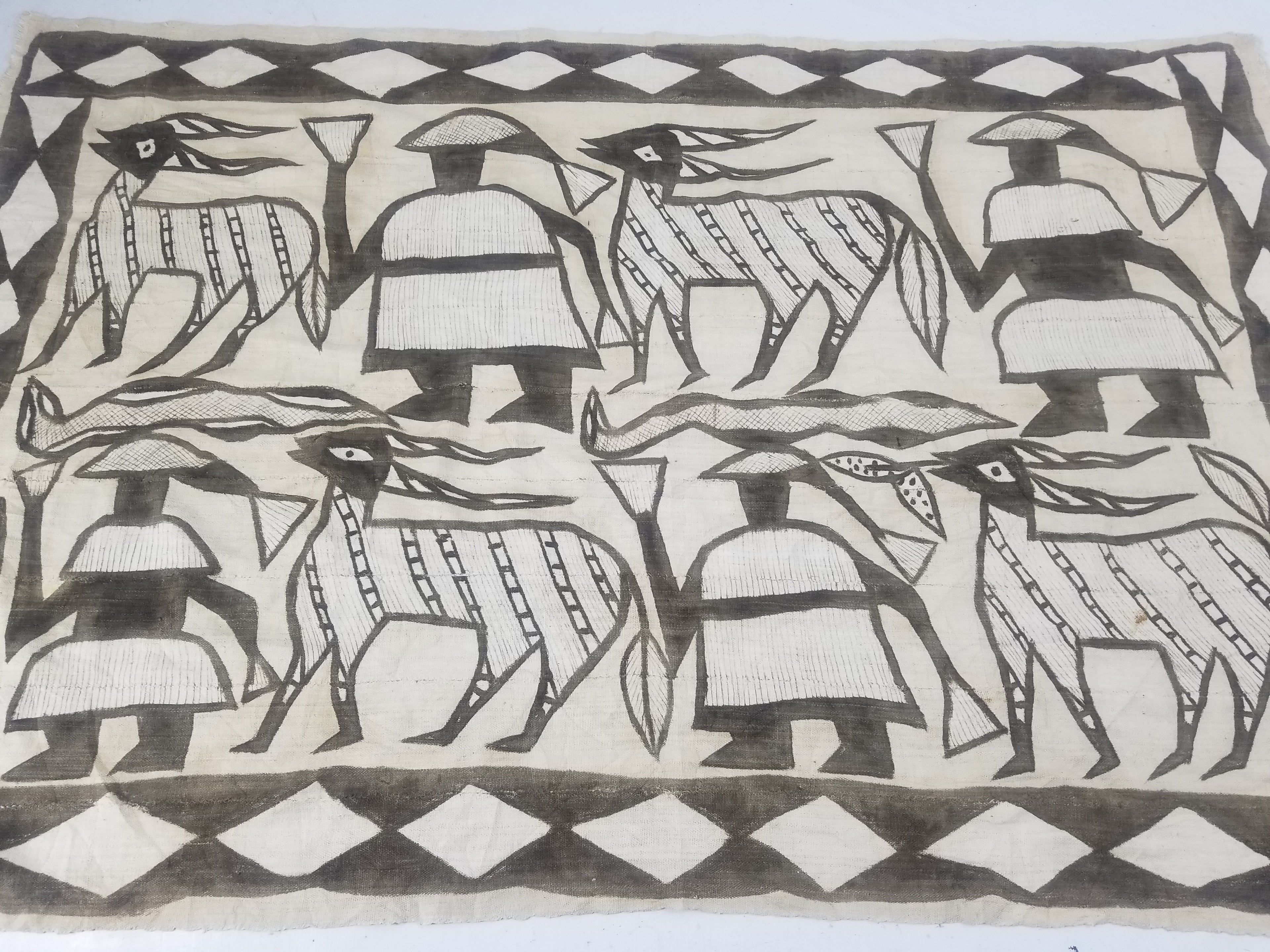 Vintage African Korhogo Mudcloth Tribal Art Wall Hanging 180x117cm