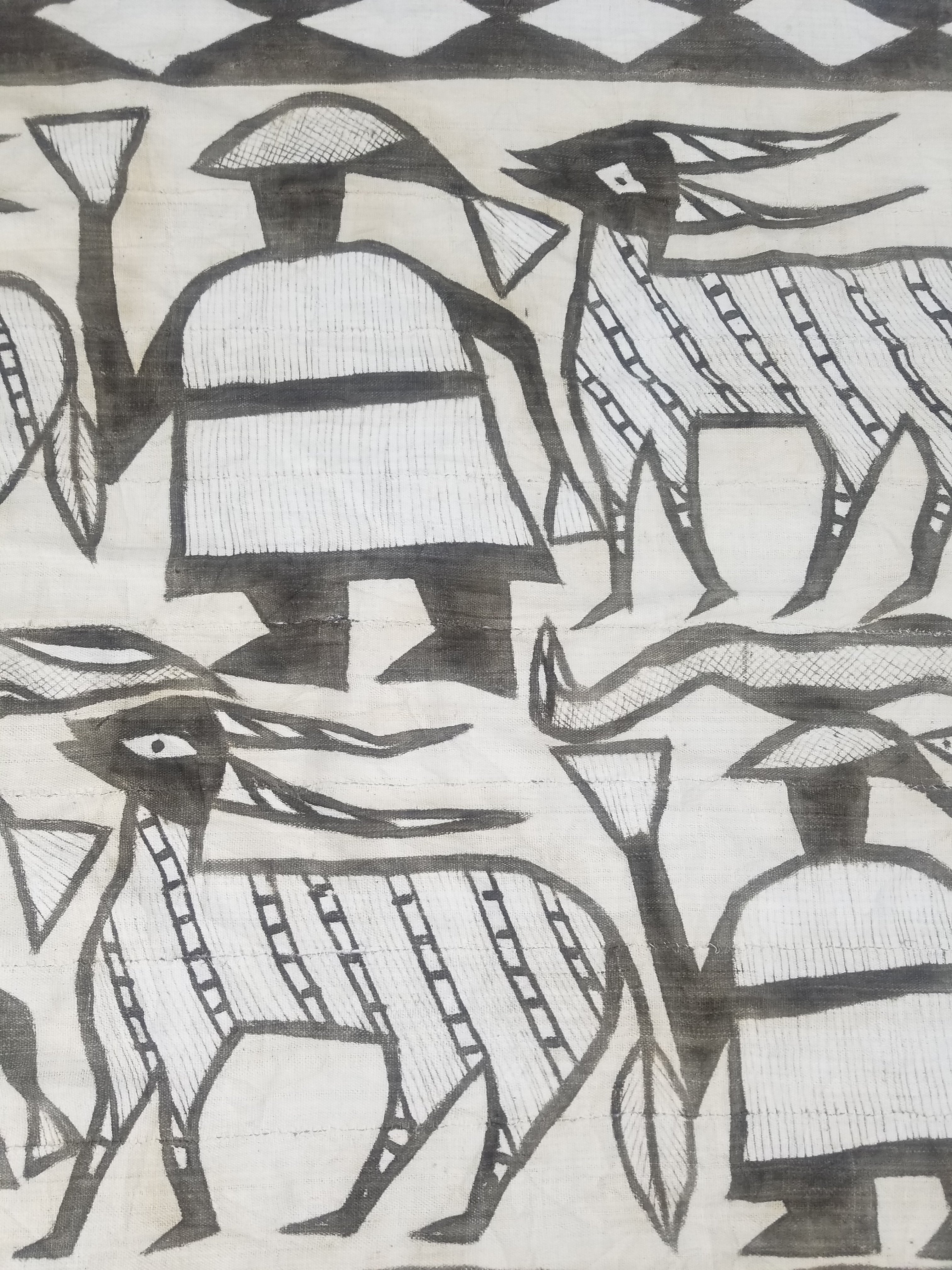 Vintage African Korhogo Mudcloth Tribal Art Wall Hanging 180x117cm