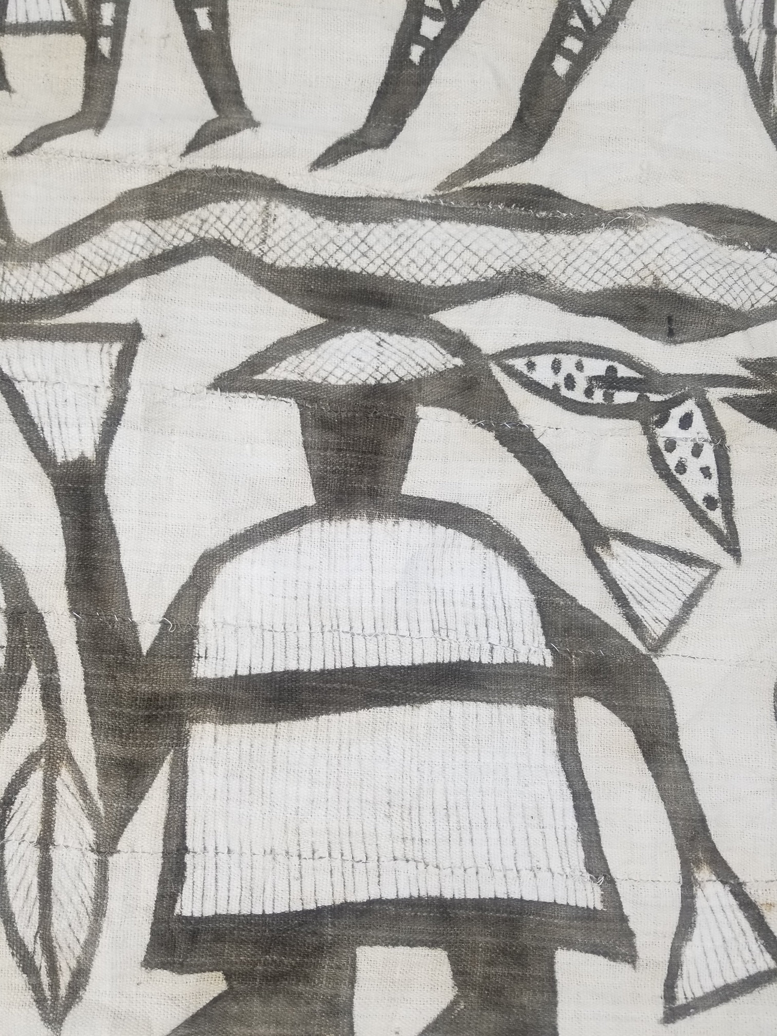 Vintage African Korhogo Mudcloth Tribal Art Wall Hanging 180x117cm