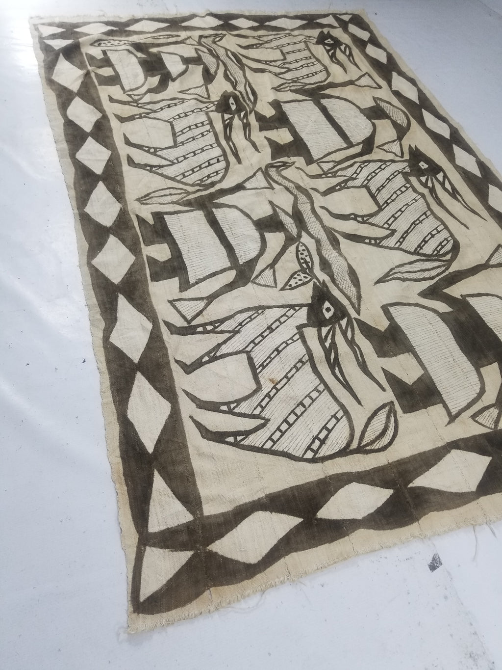 Vintage African Korhogo Mudcloth Tribal Art Wall Hanging 180x117cm