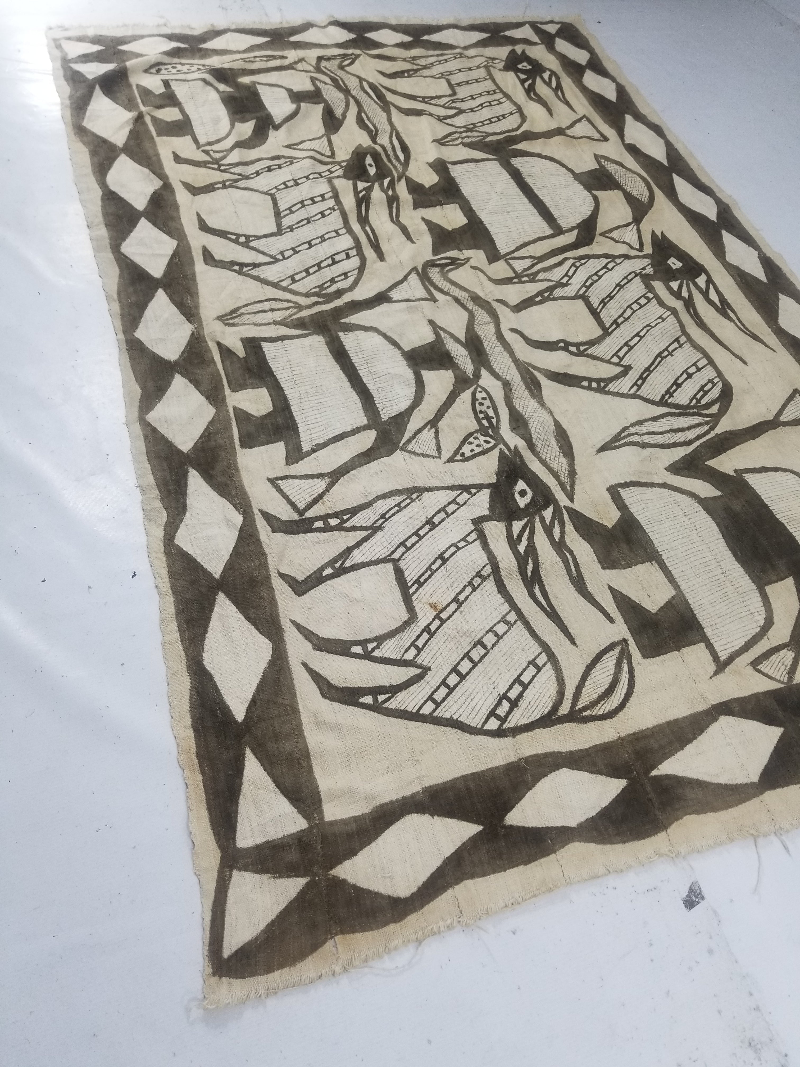 Vintage African Korhogo Mudcloth Tribal Art Wall Hanging 180x117cm