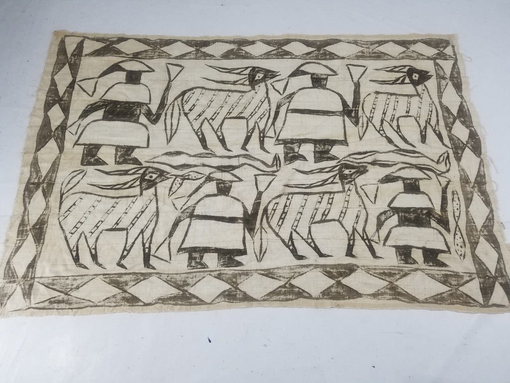 Vintage African Korhogo Mudcloth Tribal Art Wall Hanging 180x117cm