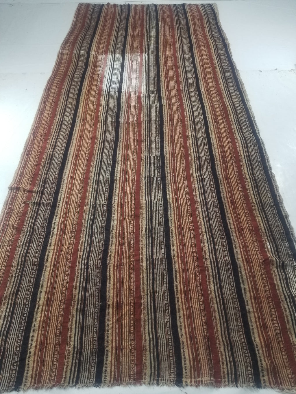 Vintage African Handwoven Painted Striped Textile 333x140cm