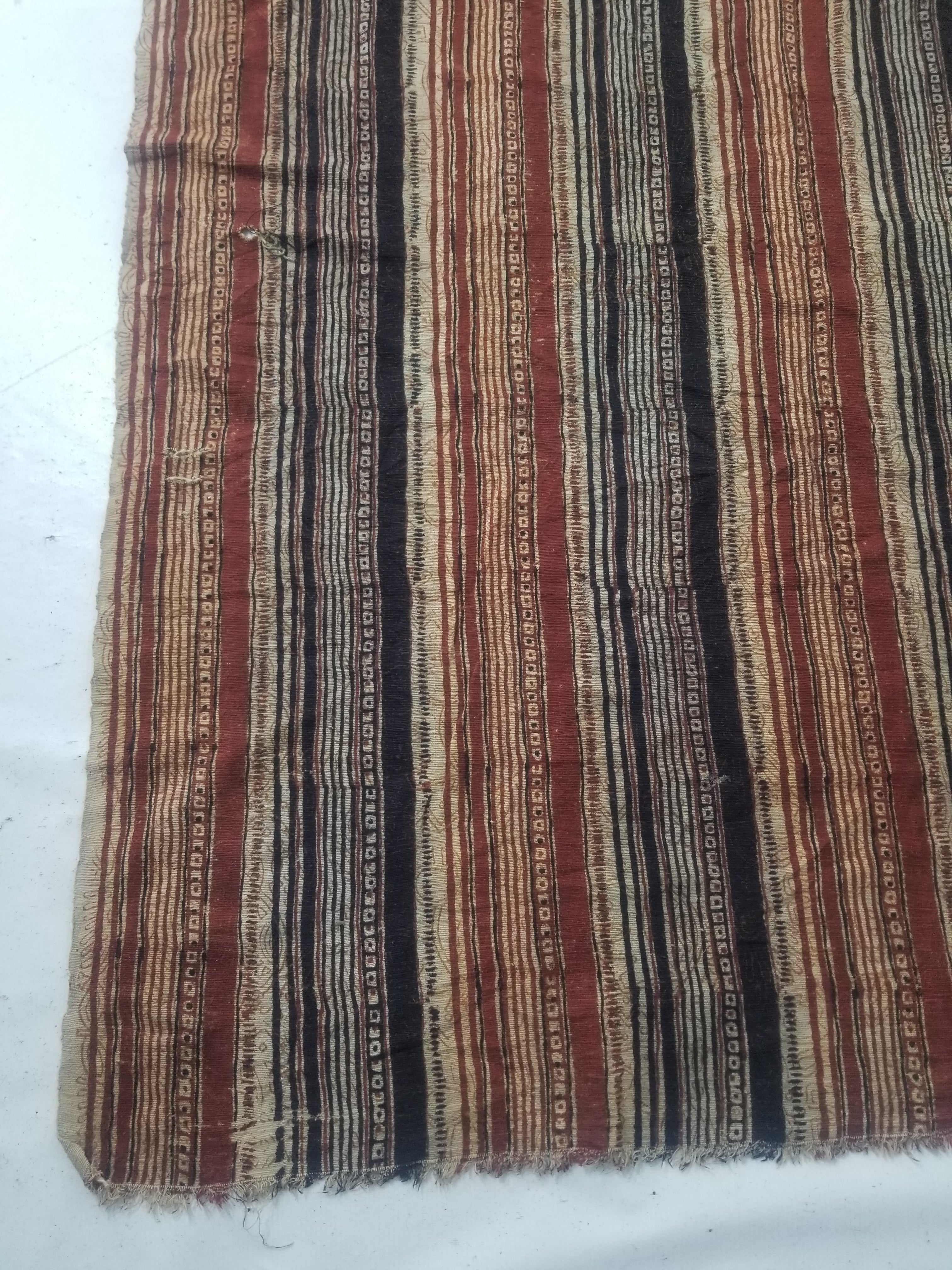 Vintage African Handwoven Painted Striped Textile 333x140cm