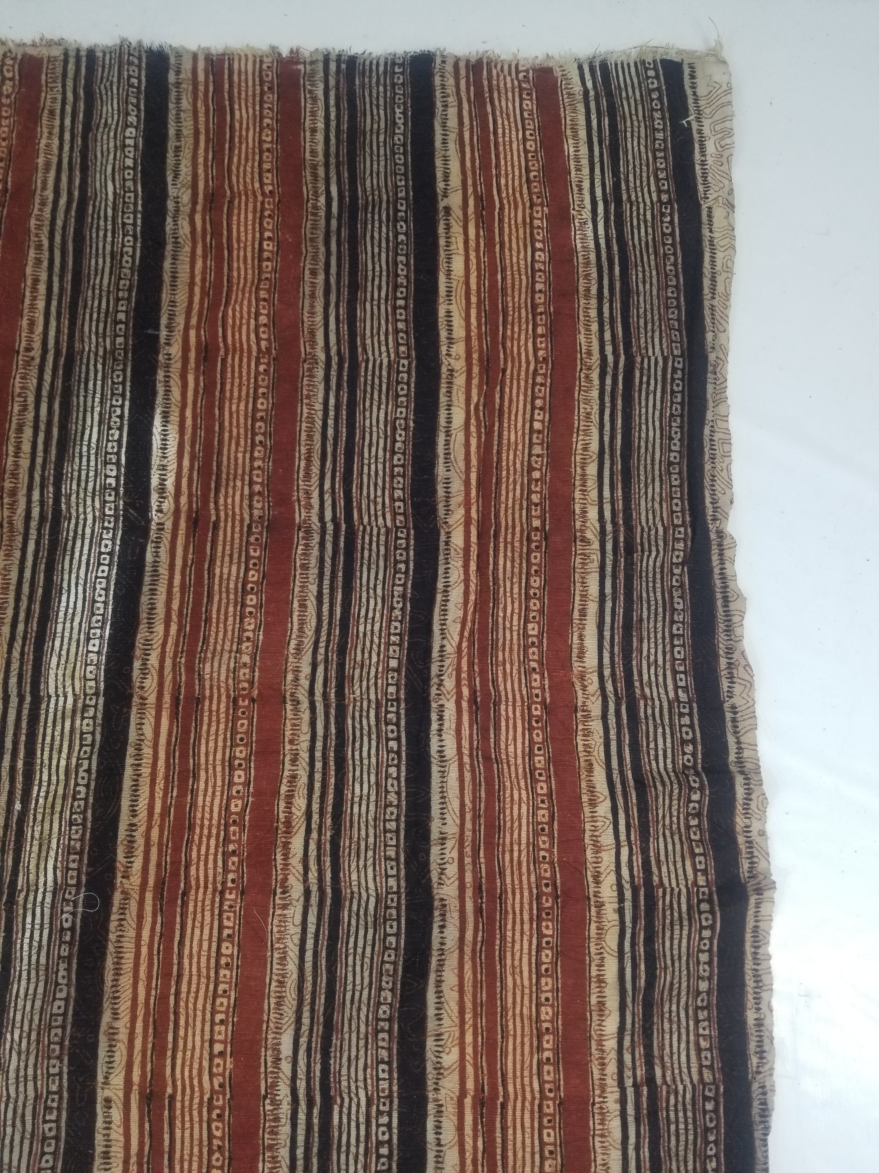 Vintage African Handwoven Painted Striped Textile 333x140cm