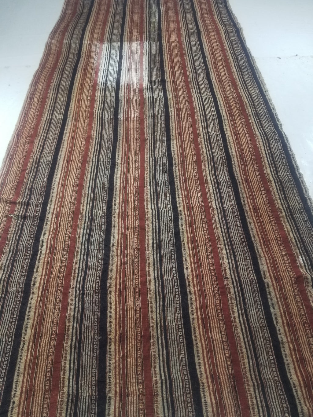 Vintage African Handwoven Painted Striped Textile 333x140cm