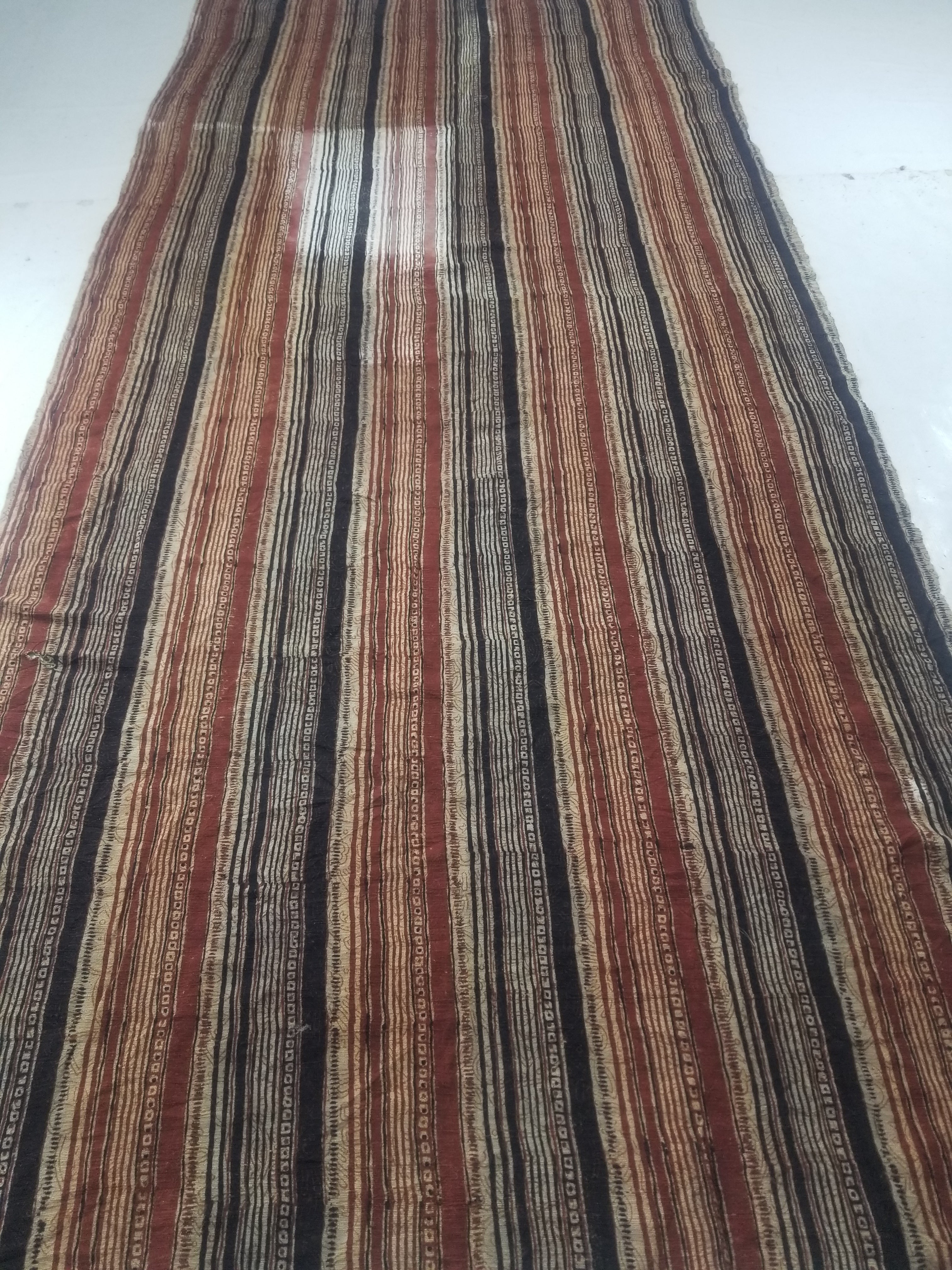 Vintage African Handwoven Painted Striped Textile 333x140cm