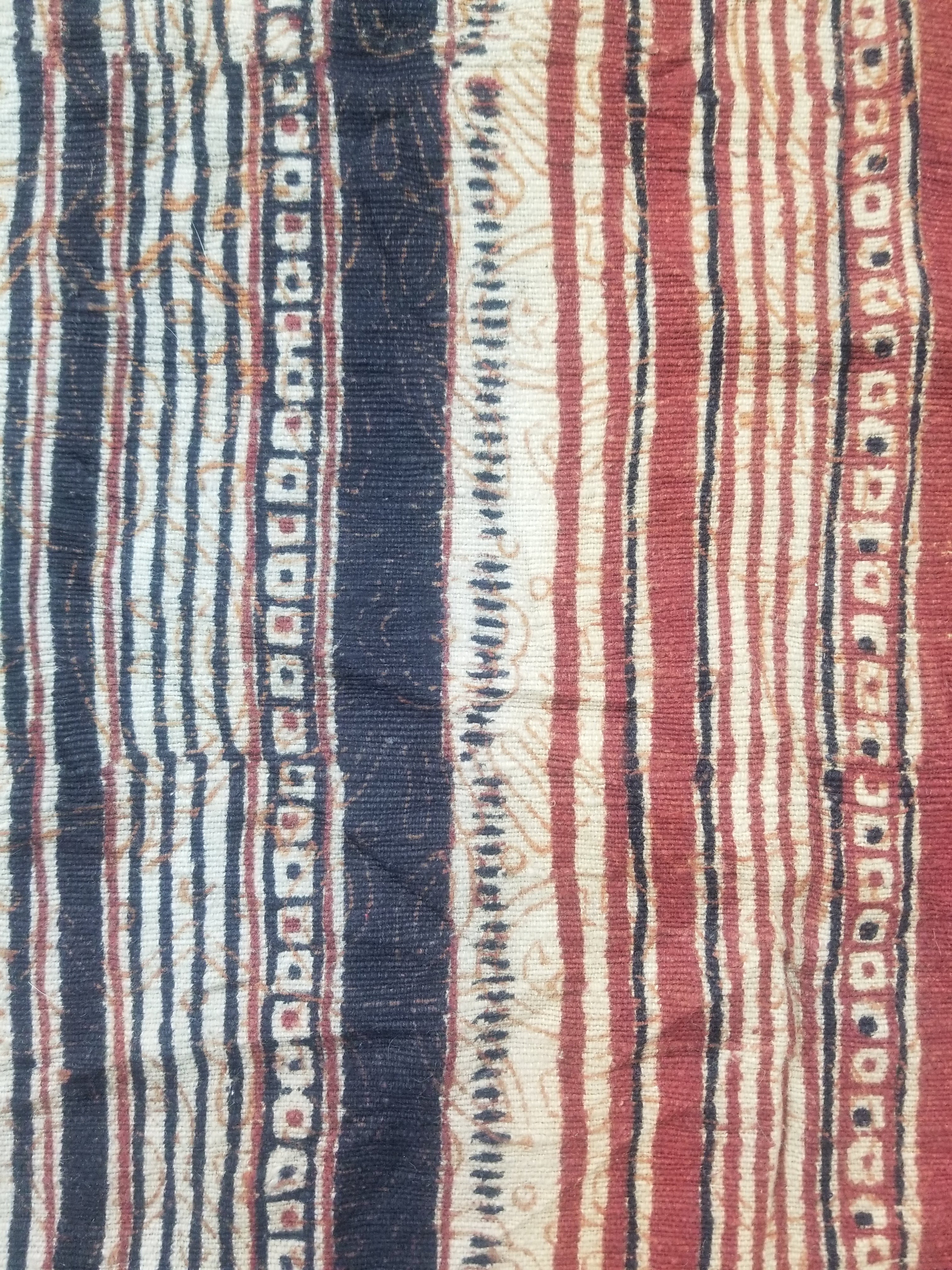 Vintage African Handwoven Painted Striped Textile 333x140cm