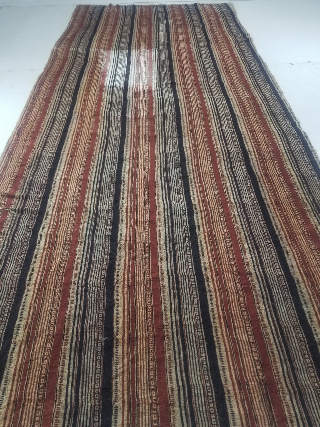 Vintage African Handwoven Painted Striped Textile 333x140cm