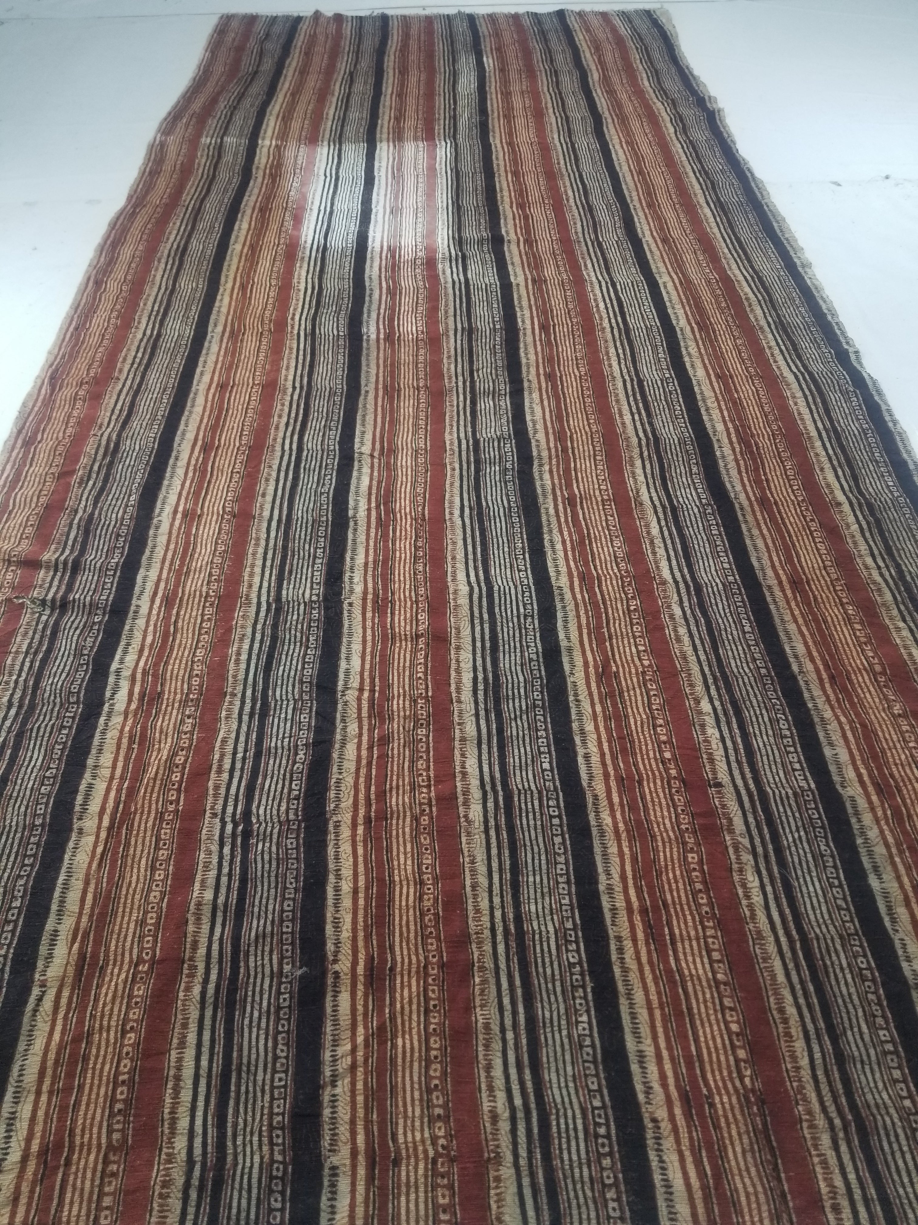 Vintage African Handwoven Painted Striped Textile 333x140cm