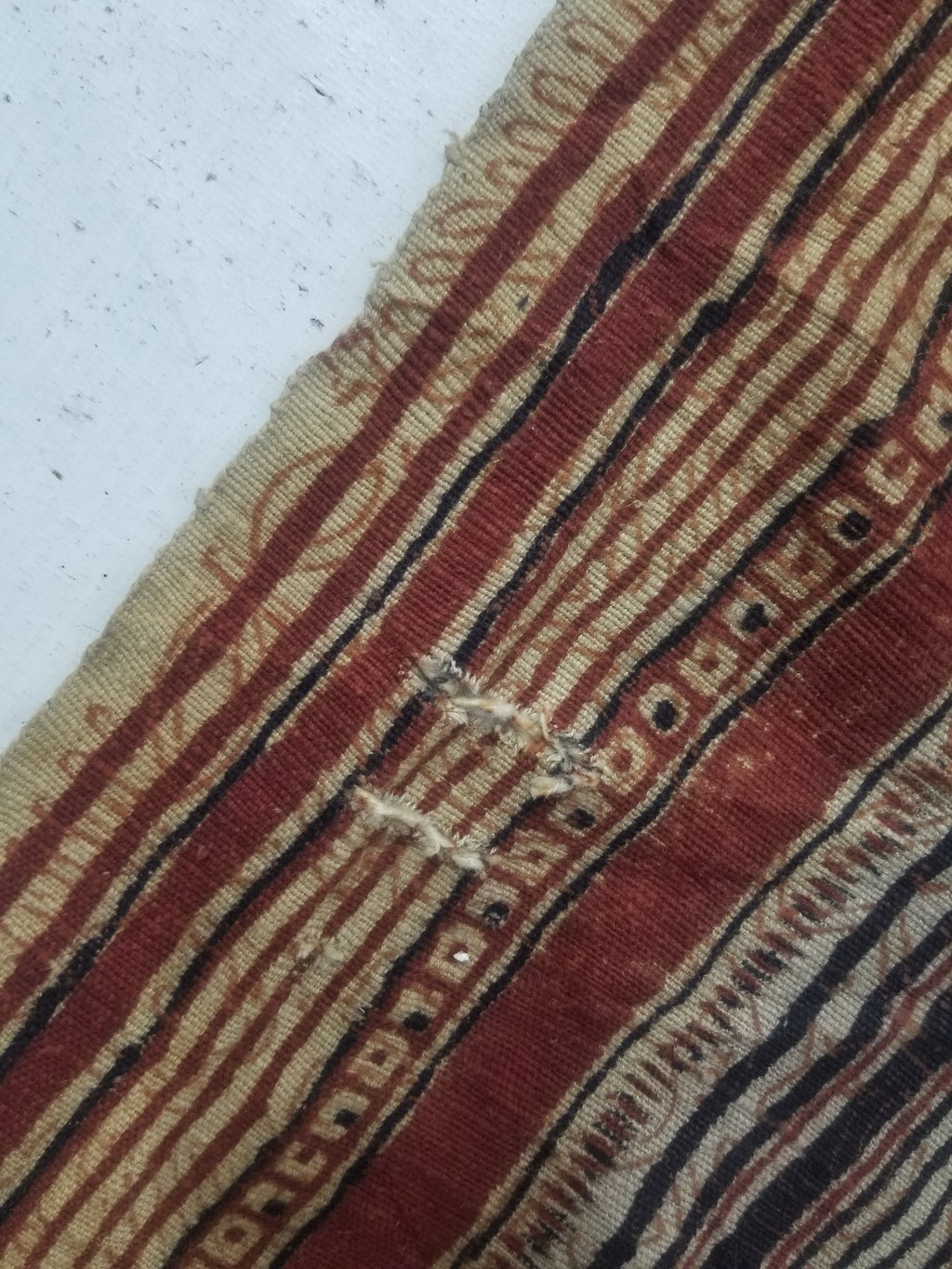 Vintage African Handwoven Painted Striped Textile 333x140cm