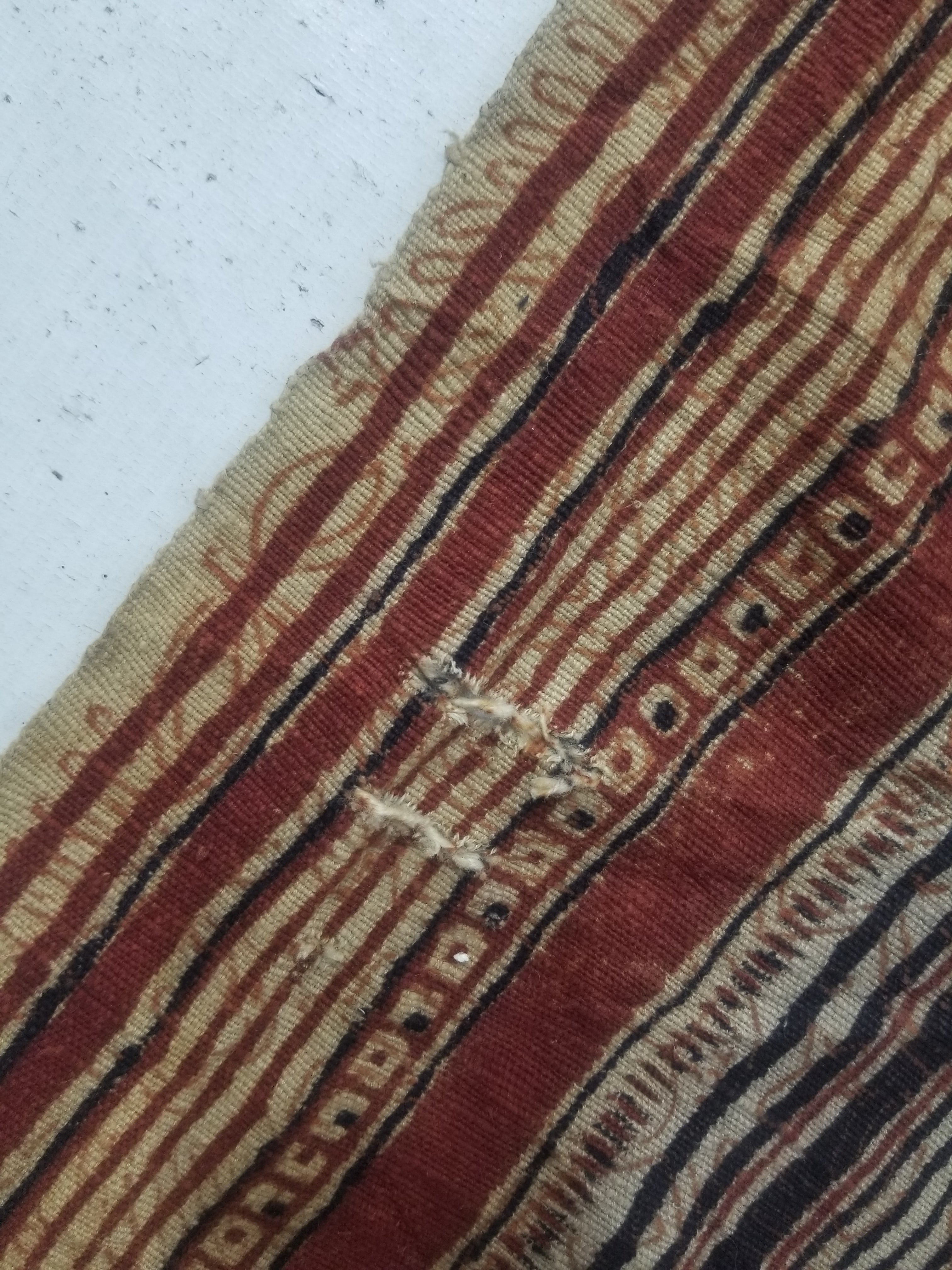 Vintage African Handwoven Painted Striped Textile 333x140cm