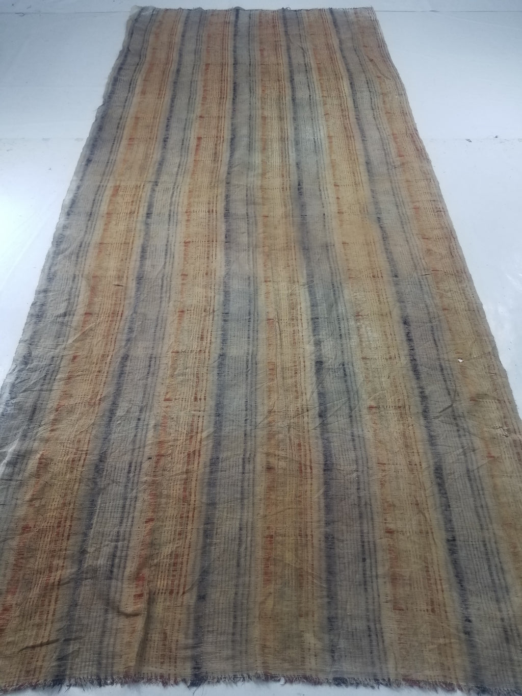 Vintage African Handwoven Painted Striped Textile 333x140cm