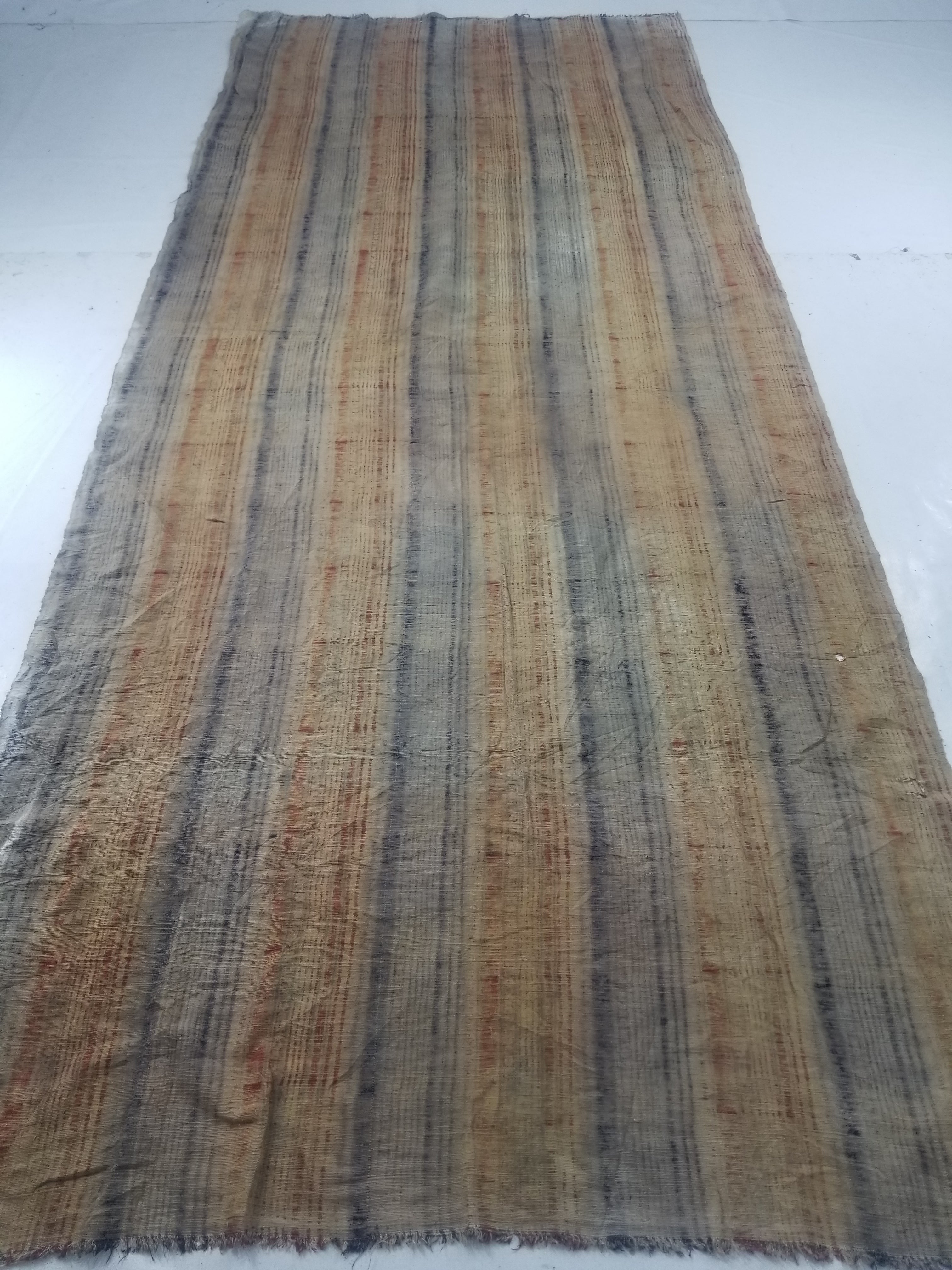 Vintage African Handwoven Painted Striped Textile 333x140cm