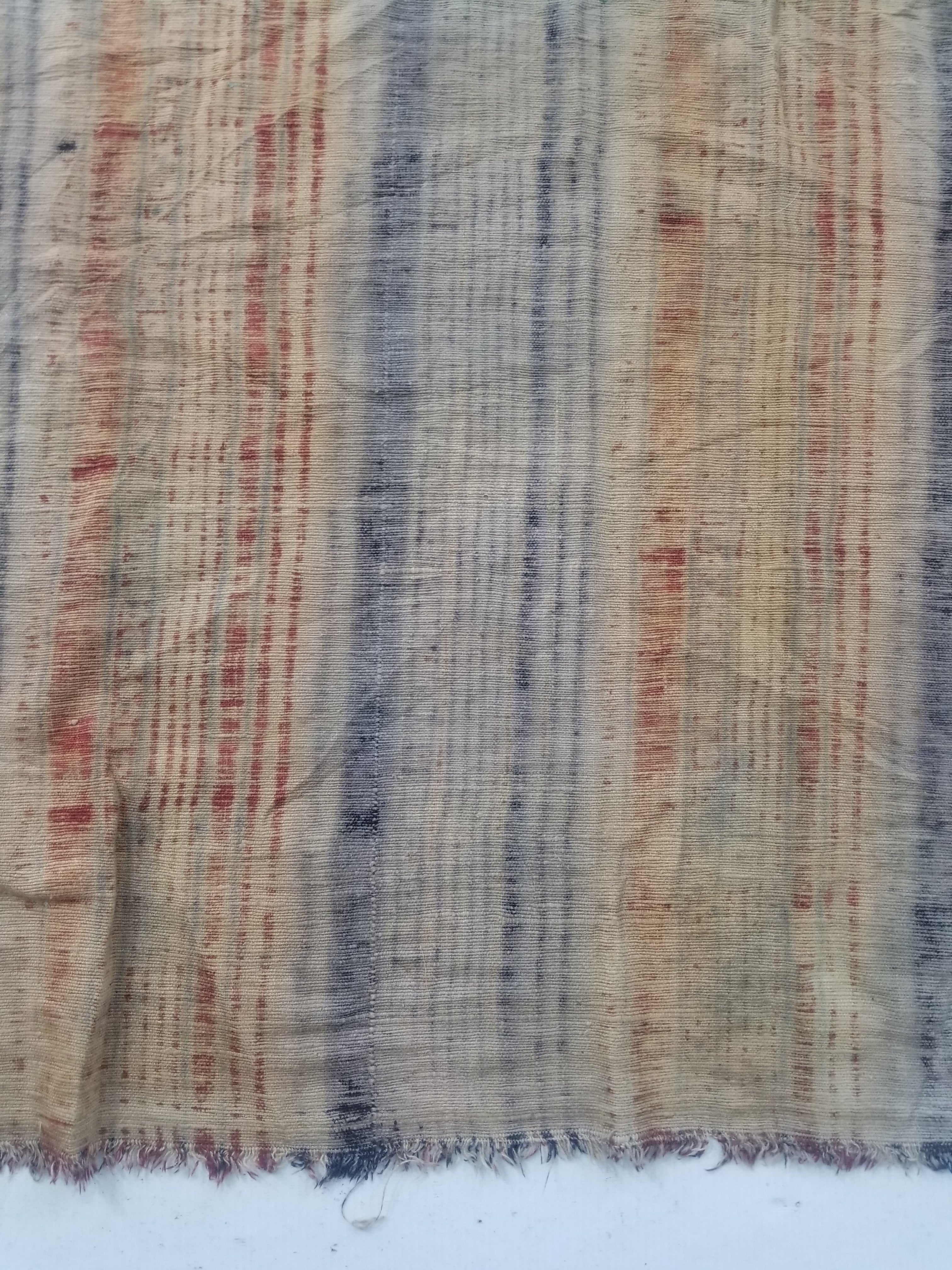 Vintage African Handwoven Painted Striped Textile 333x140cm