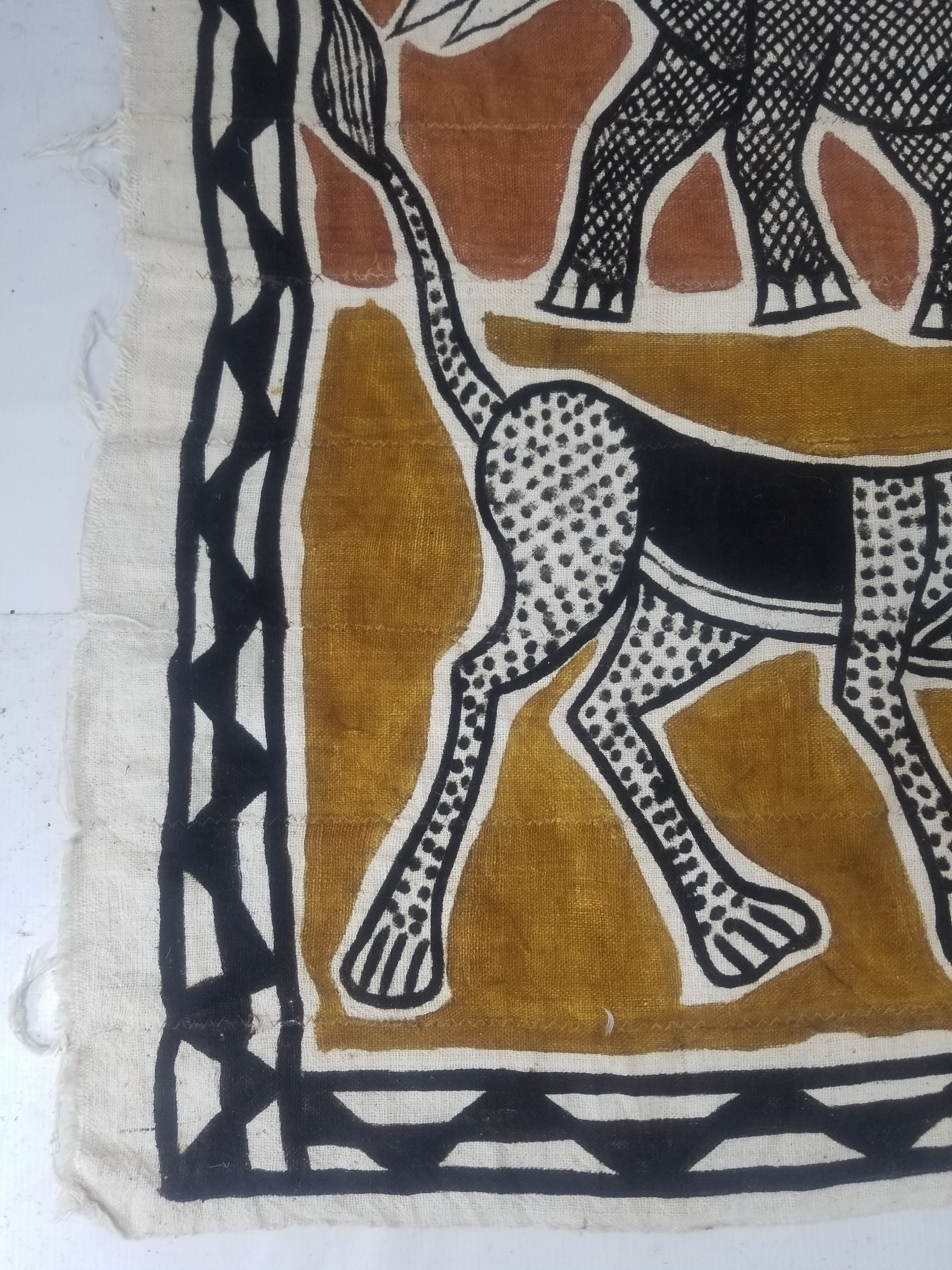 Vintage African Mudcloth Korhogo Hand Painted Tapestry 177x103cm
