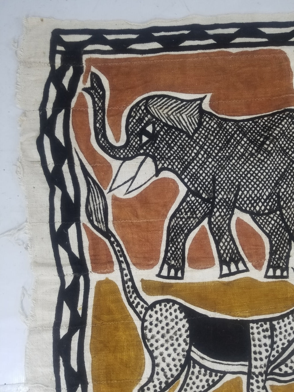 Vintage African Mudcloth Korhogo Hand Painted Tapestry 177x103cm