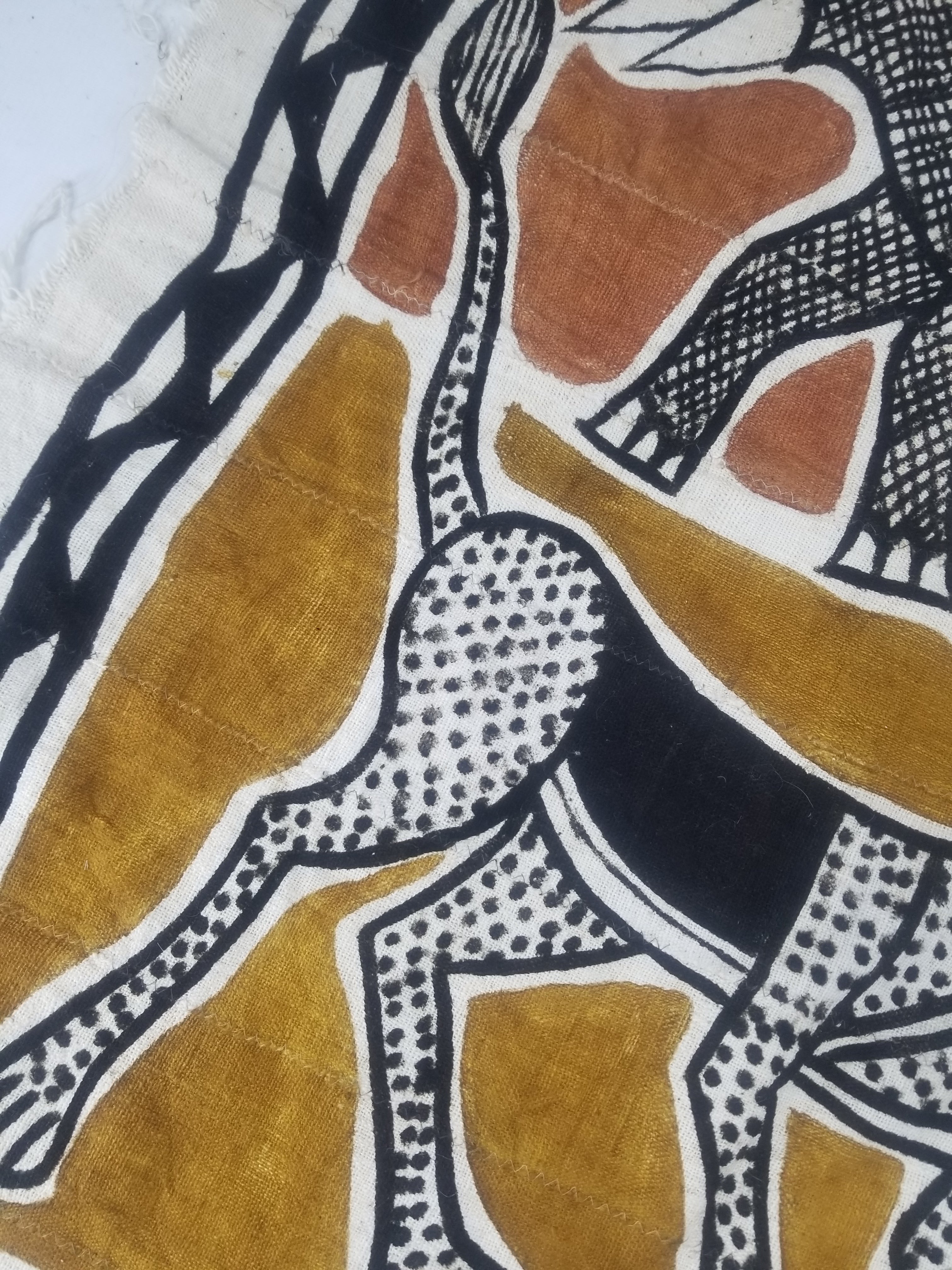 Vintage African Mudcloth Korhogo Hand Painted Tapestry 177x103cm