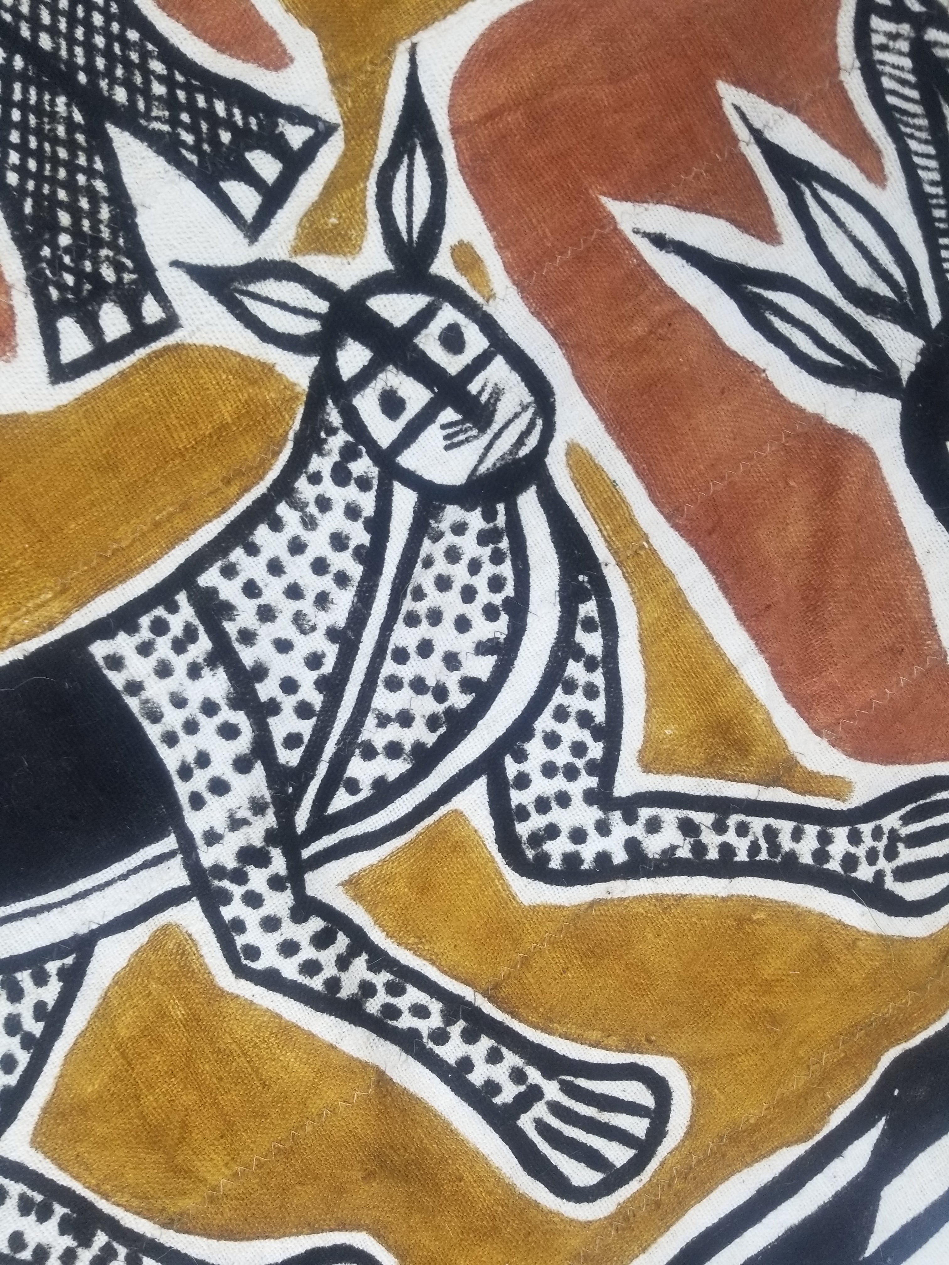 Vintage African Mudcloth Korhogo Hand Painted Tapestry 177x103cm