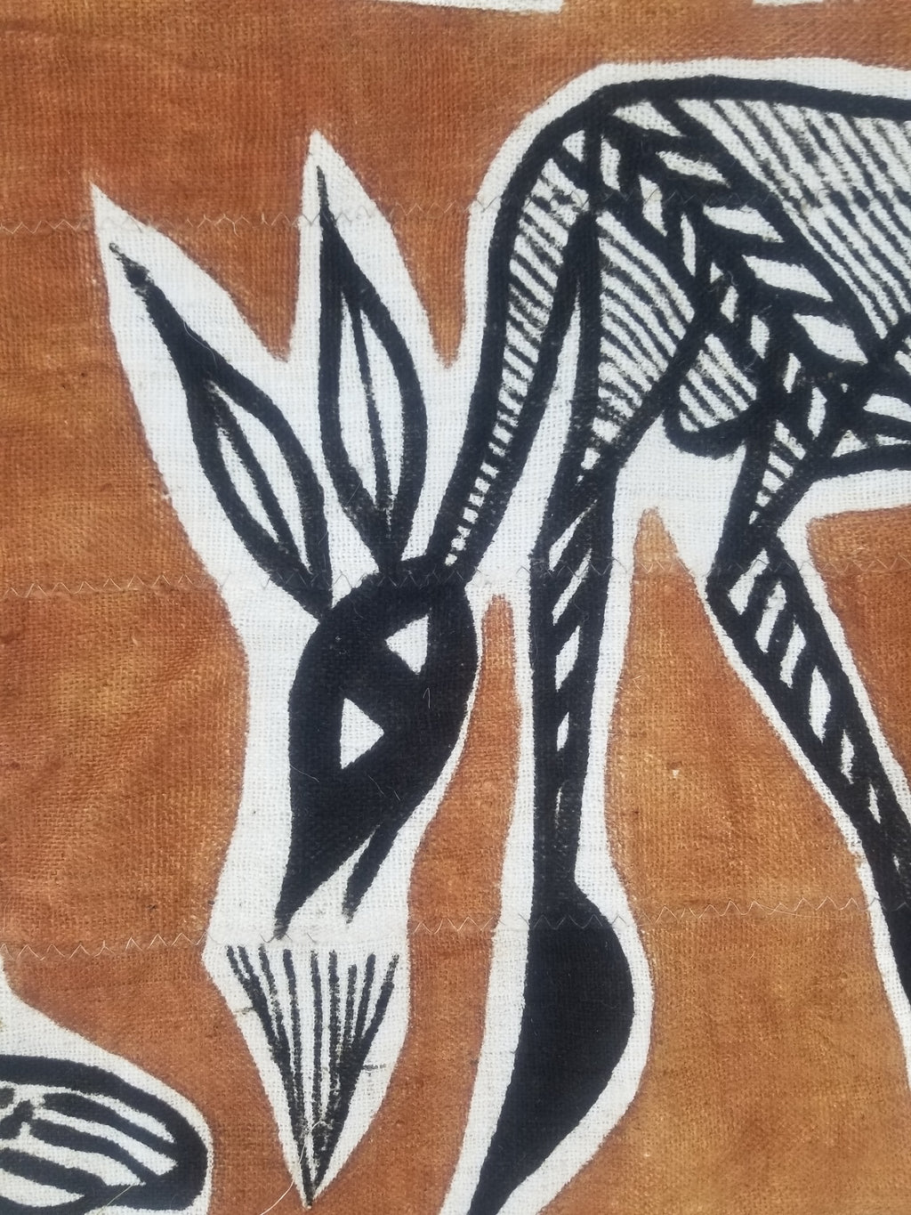 Vintage African Mudcloth Korhogo Hand Painted Tapestry 177x103cm