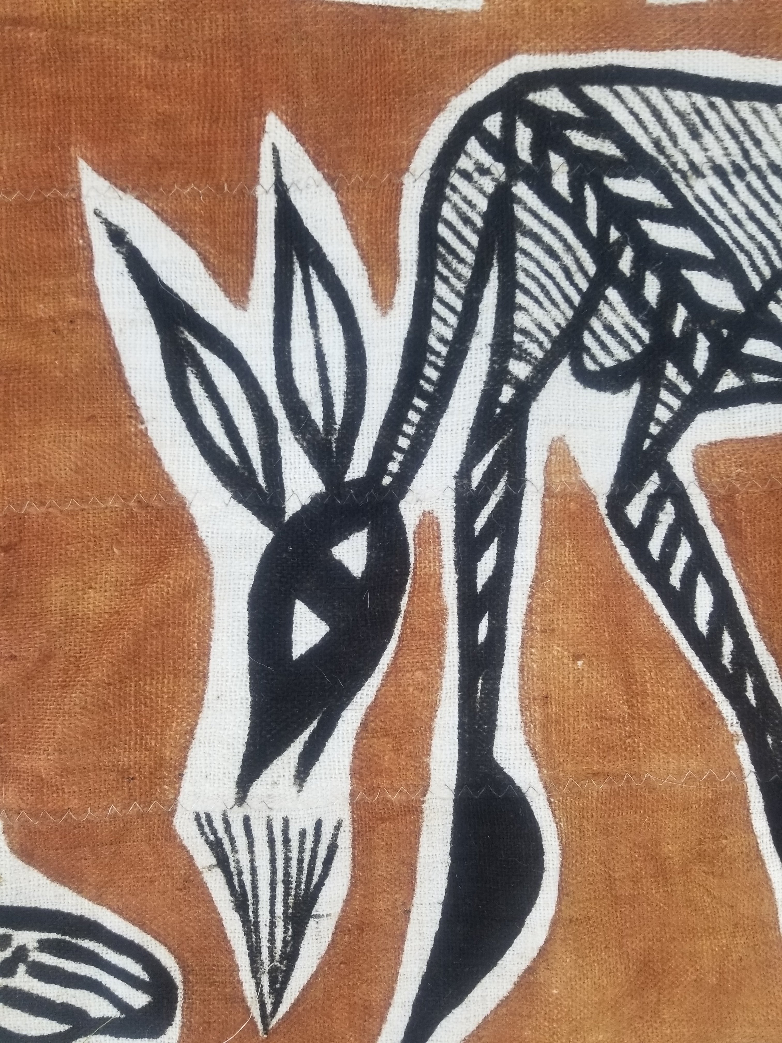 Vintage African Mudcloth Korhogo Hand Painted Tapestry 177x103cm