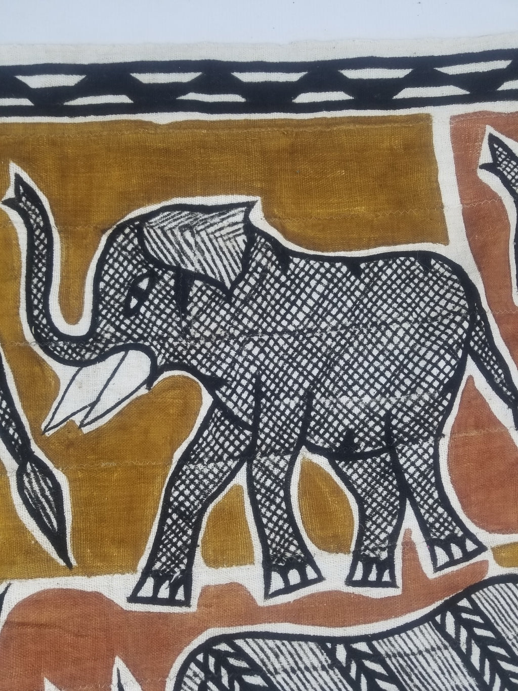 Vintage African Mudcloth Korhogo Hand Painted Tapestry 177x103cm