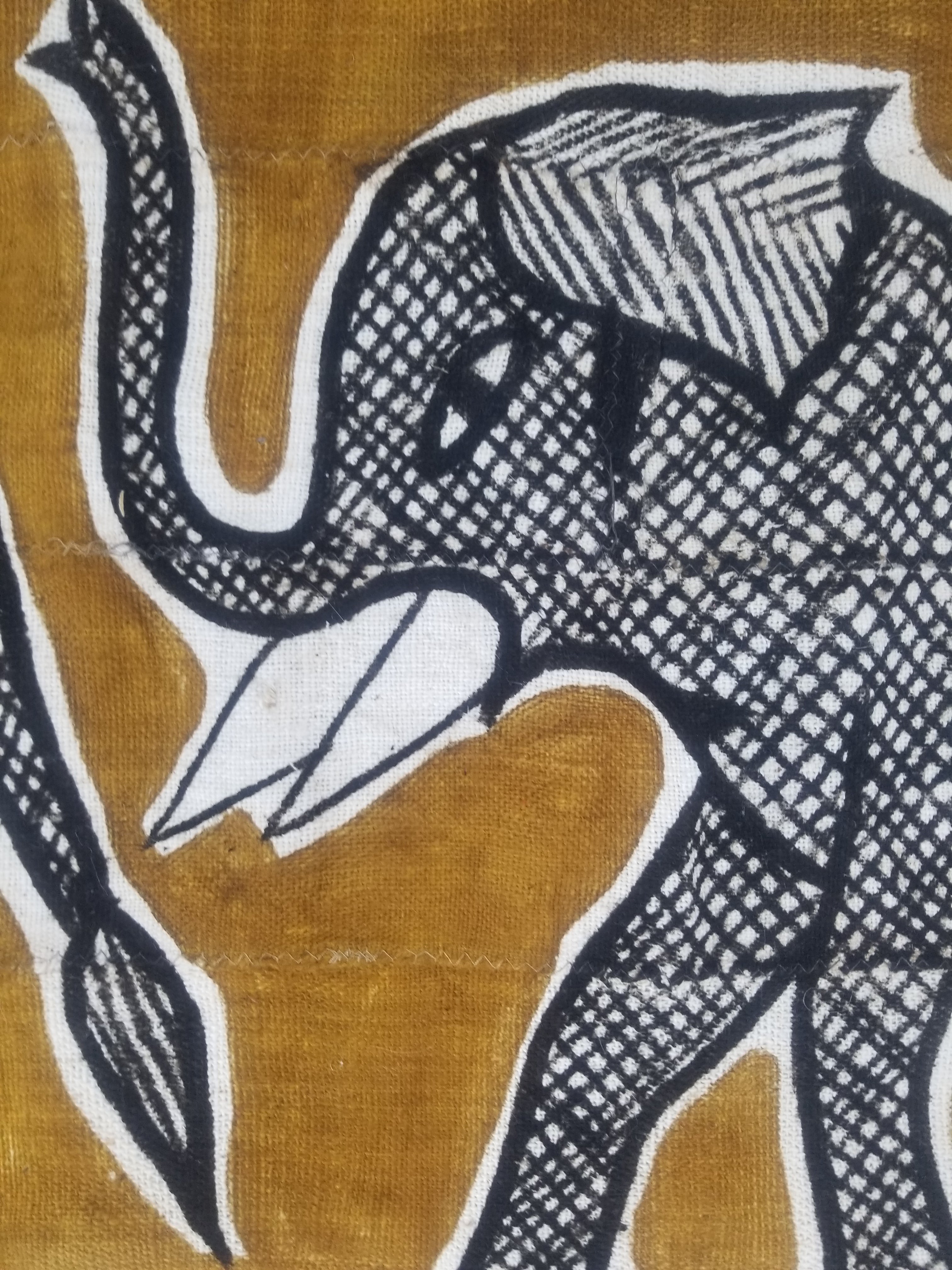 Vintage African Mudcloth Korhogo Hand Painted Tapestry 177x103cm