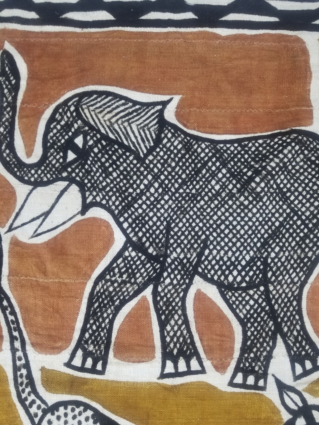 Vintage African Mudcloth Korhogo Hand Painted Tapestry 177x103cm