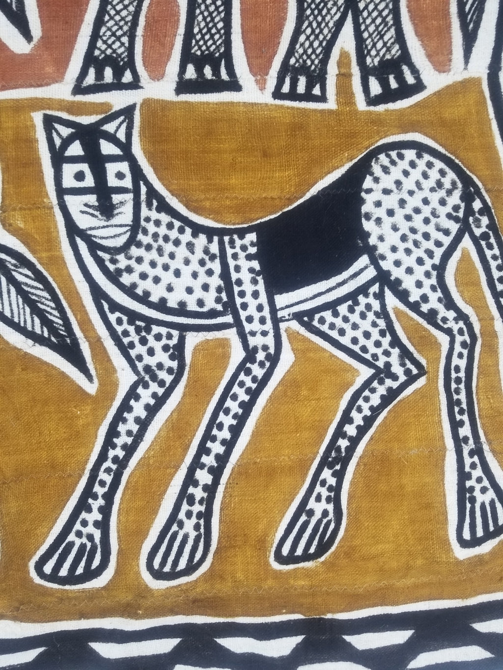 Vintage African Mudcloth Korhogo Hand Painted Tapestry 177x103cm
