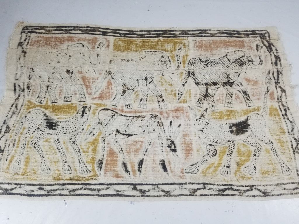Vintage African Mudcloth Korhogo Hand Painted Tapestry 177x103cm