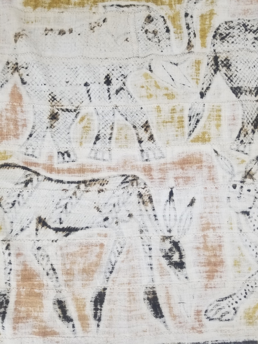 Vintage African Mudcloth Korhogo Hand Painted Tapestry 177x103cm
