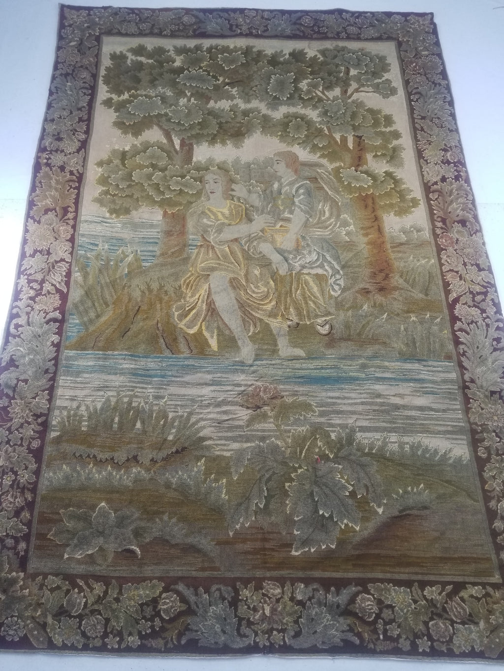 Antique French 18thC Petit Point Wall Hanging Tapestry 280x184cm