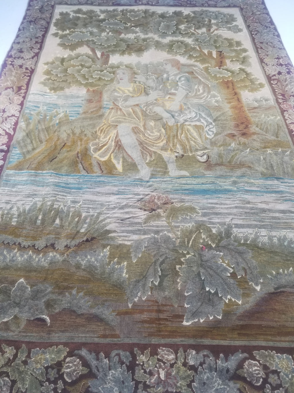 Antique French 18thC Petit Point Wall Hanging Tapestry 280x184cm