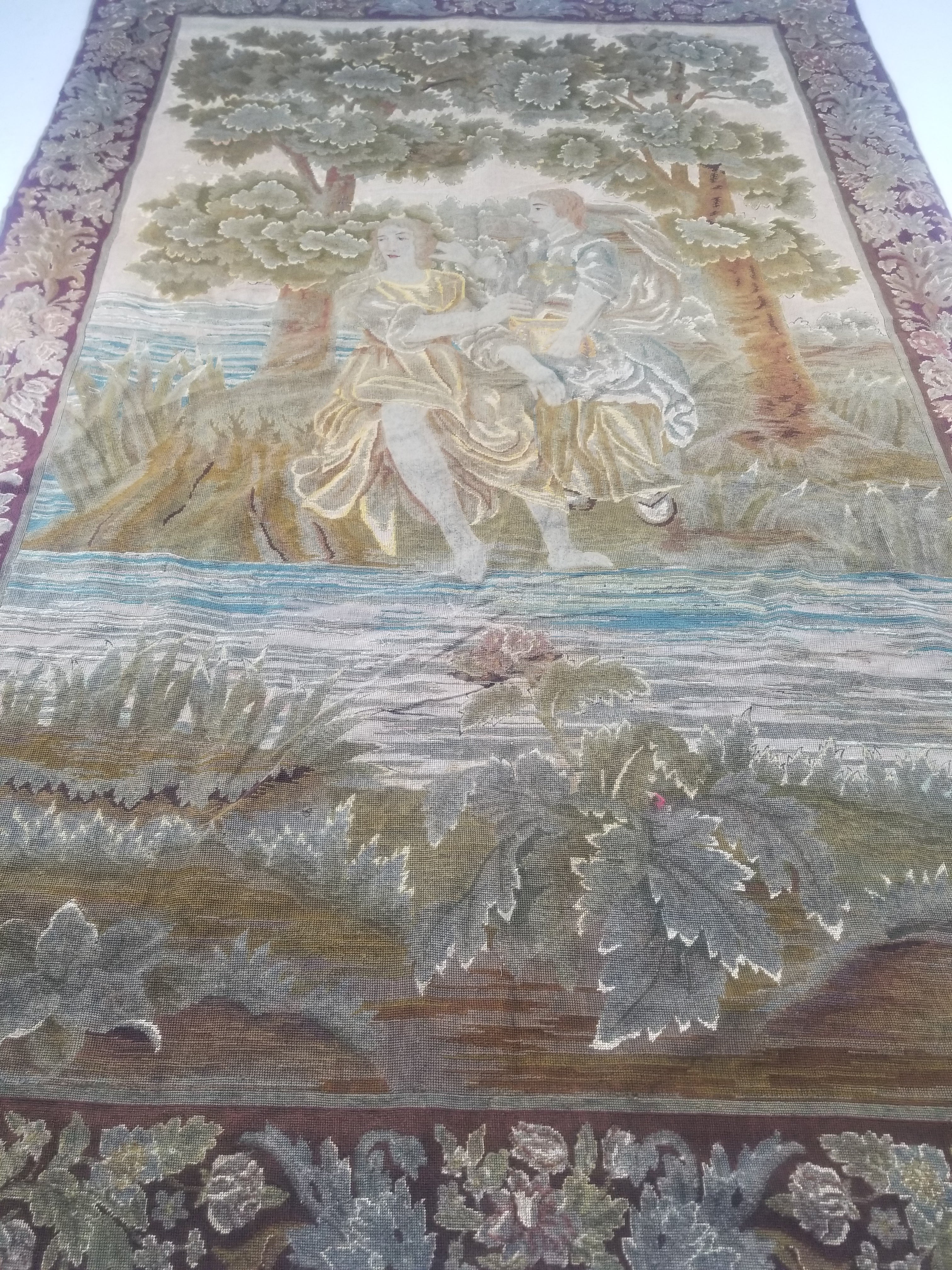 Antique French 18thC Petit Point Wall Hanging Tapestry 280x184cm