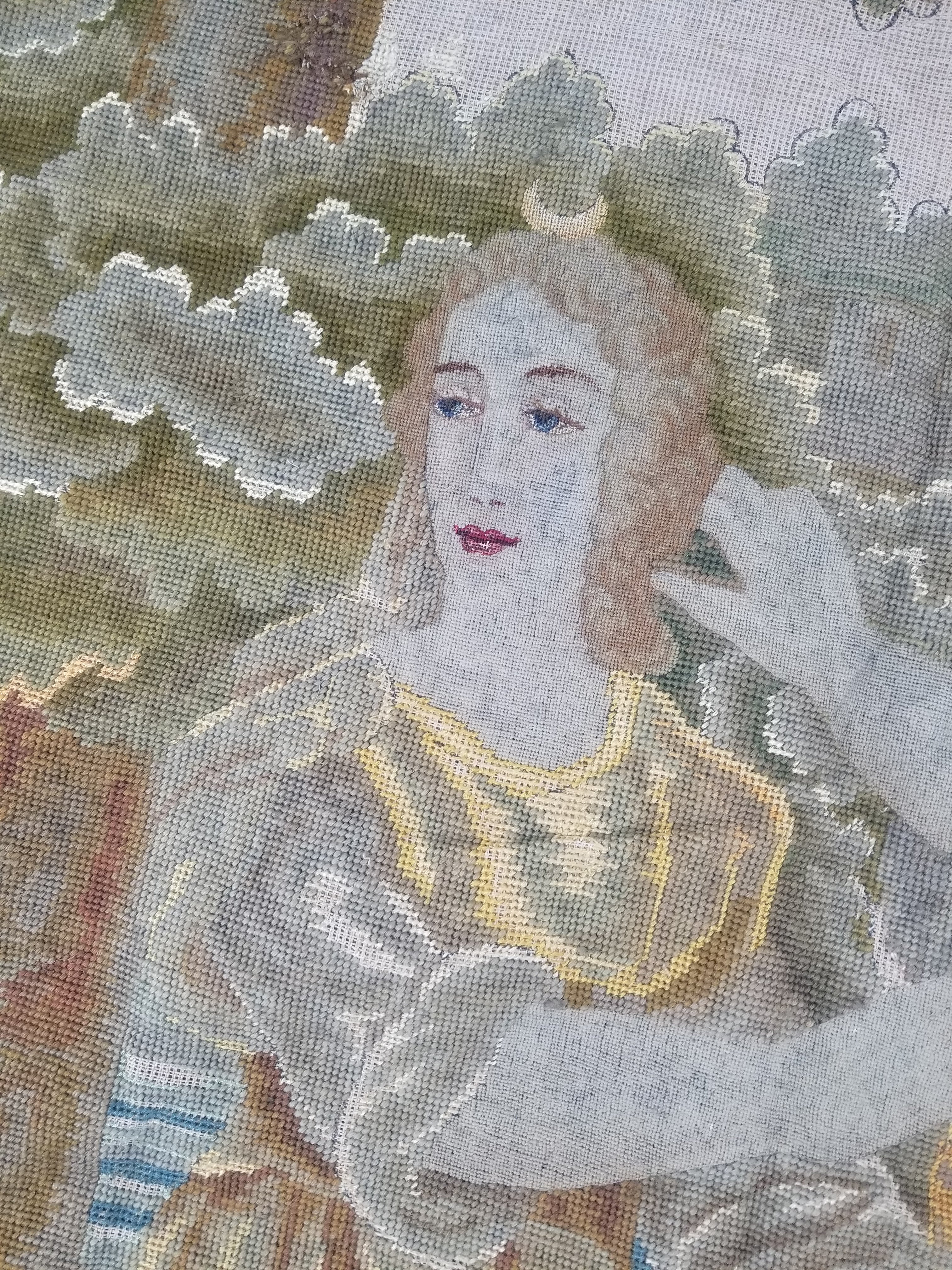 Antique French 18thC Petit Point Wall Hanging Tapestry 280x184cm