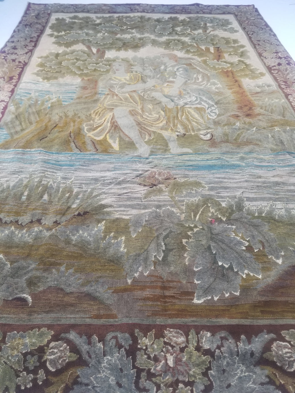 Antique French 18thC Petit Point Wall Hanging Tapestry 280x184cm