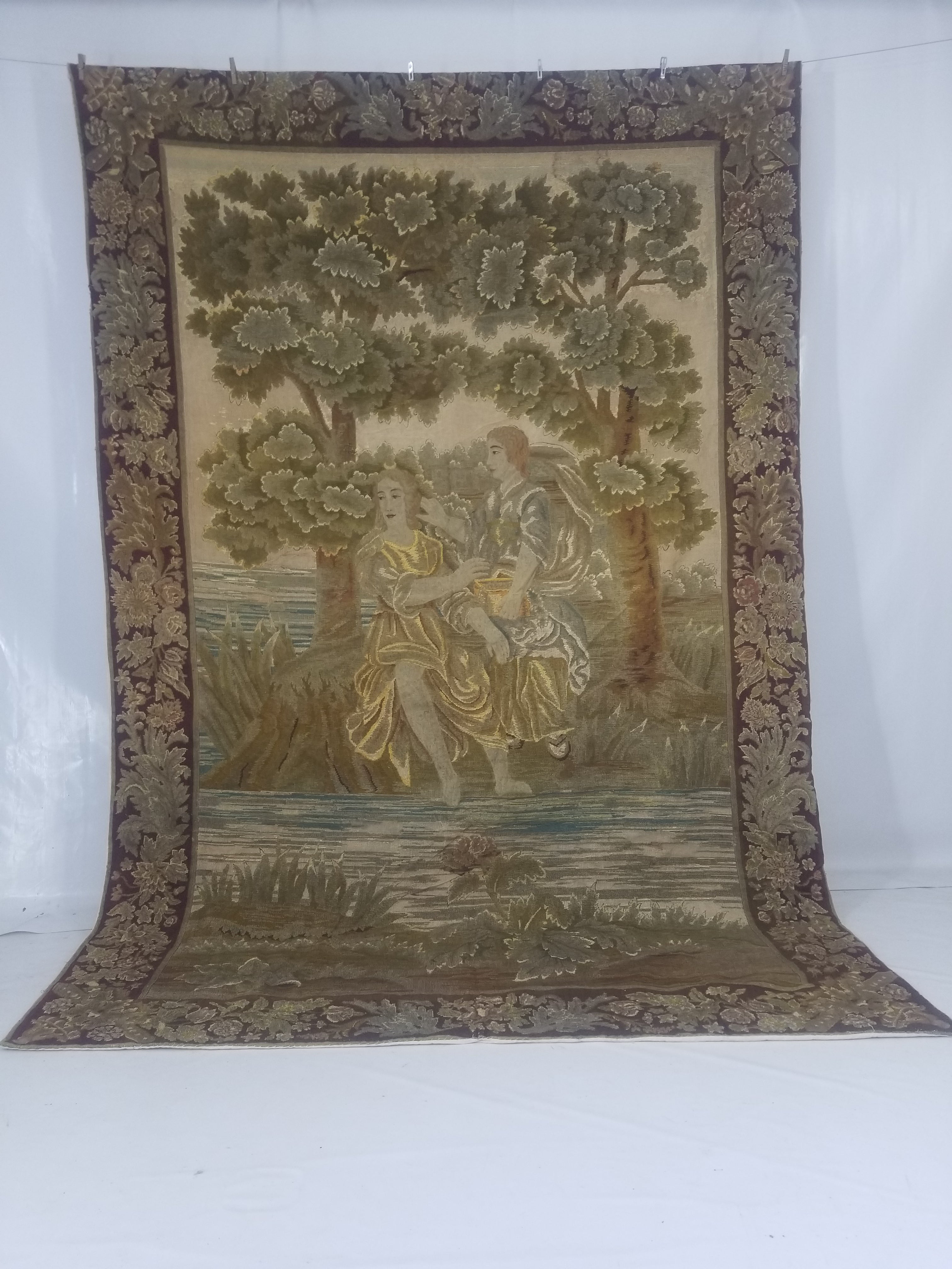 Antique French 18thC Petit Point Wall Hanging Tapestry 280x184cm