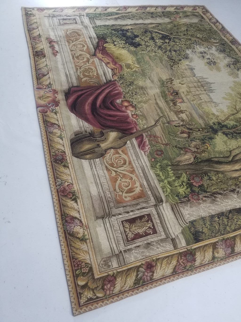 Vintage French Verdure Scene Wall Hanging Tapestry 190x143cm