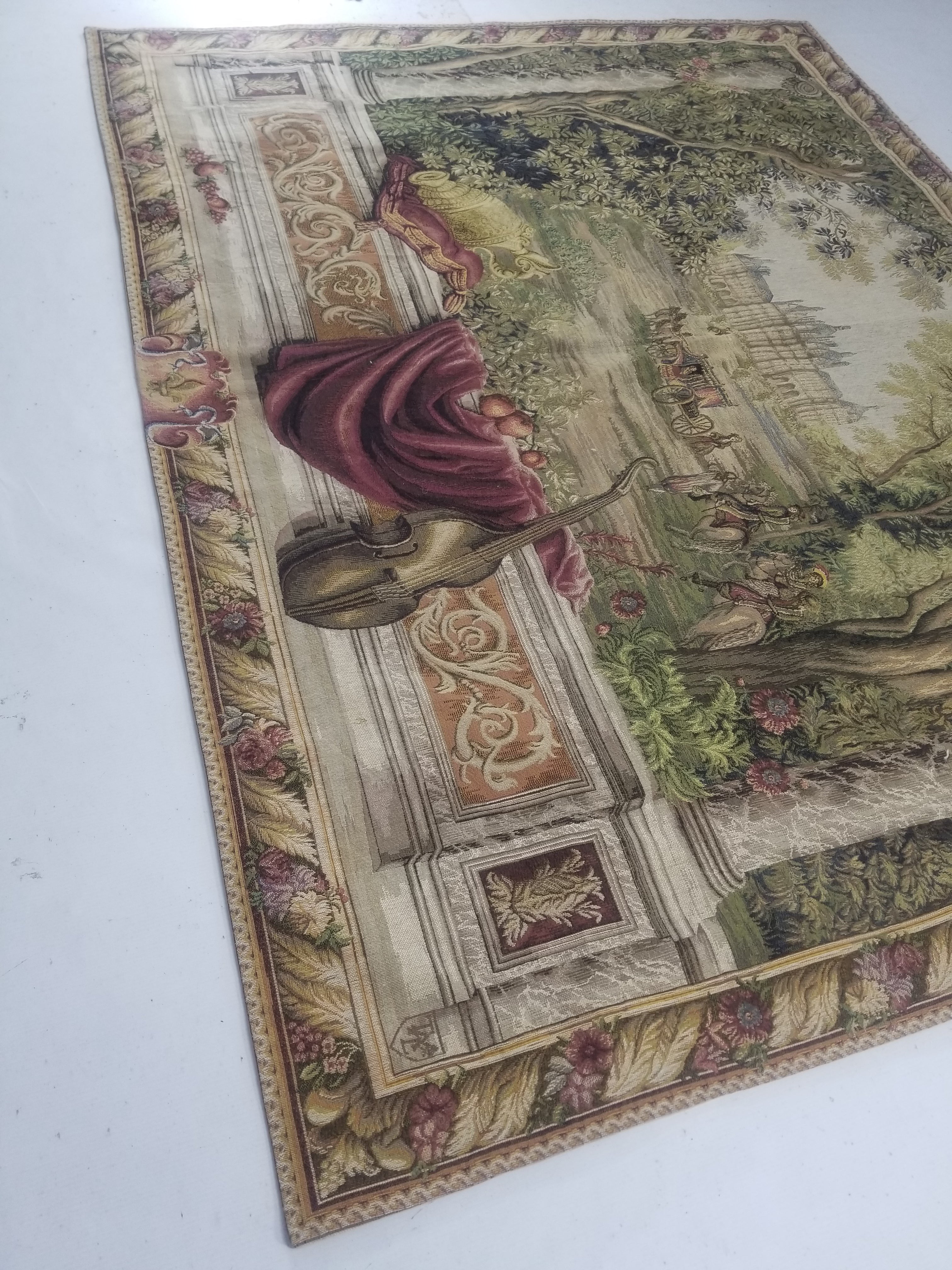 Vintage French Verdure Scene Wall Hanging Tapestry 190x143cm