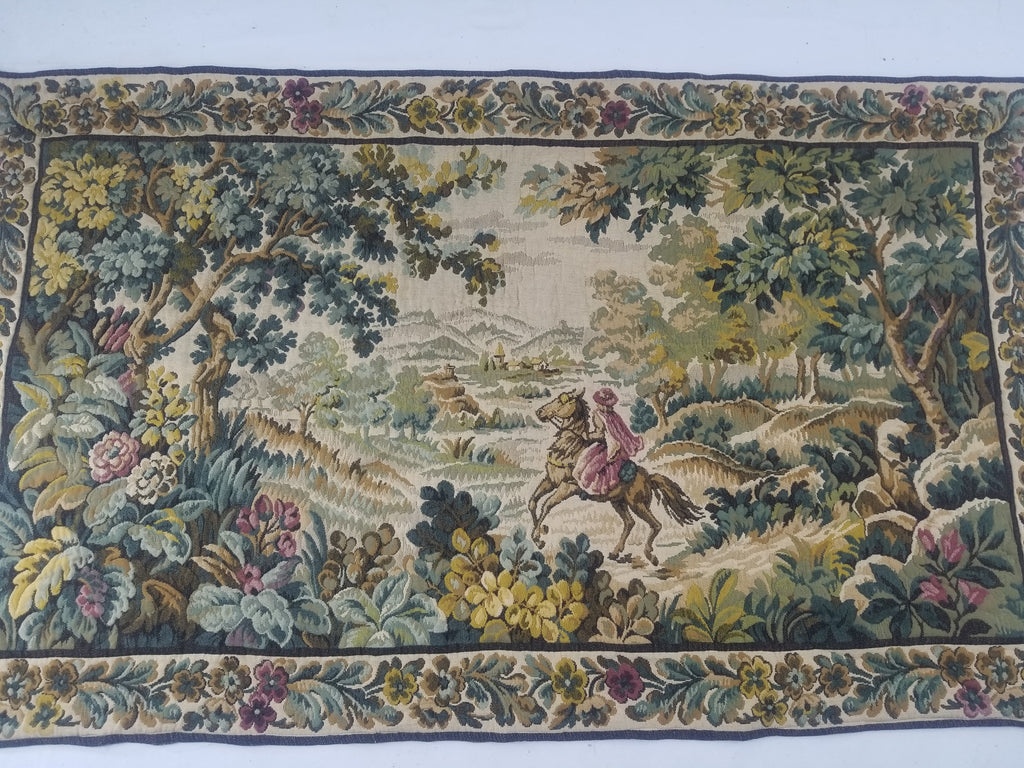 Vintage French Verdure Scene Wall Hanging Tapestry 194x114cm