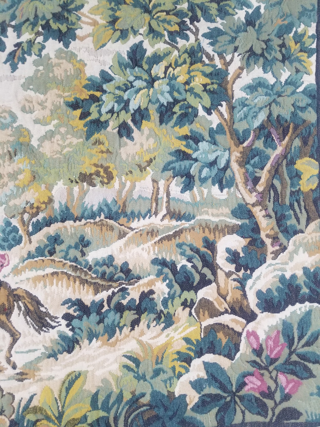 Vintage French Verdure Scene Wall Hanging Tapestry 194x114cm