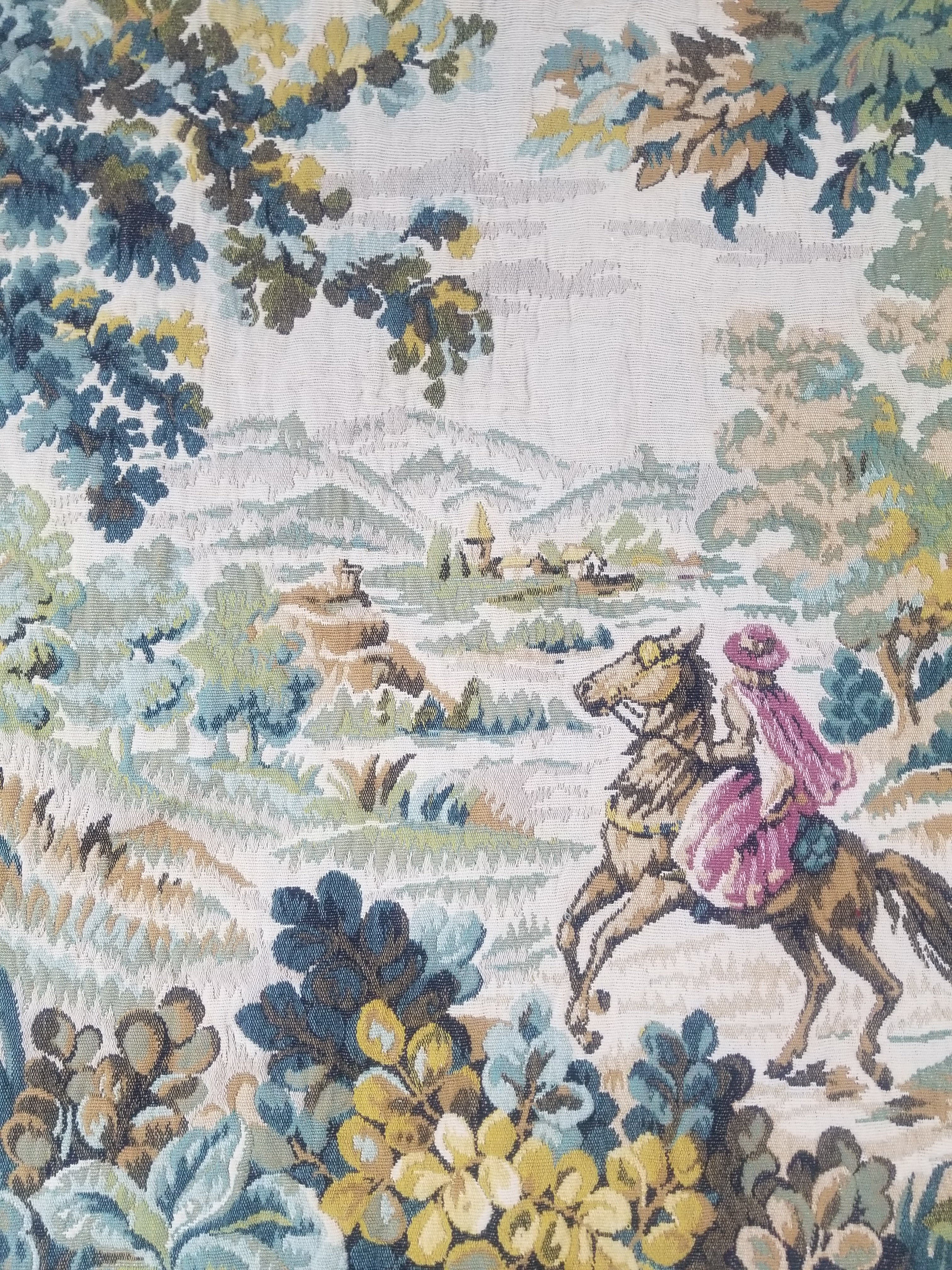 Vintage French Verdure Scene Wall Hanging Tapestry 194x114cm