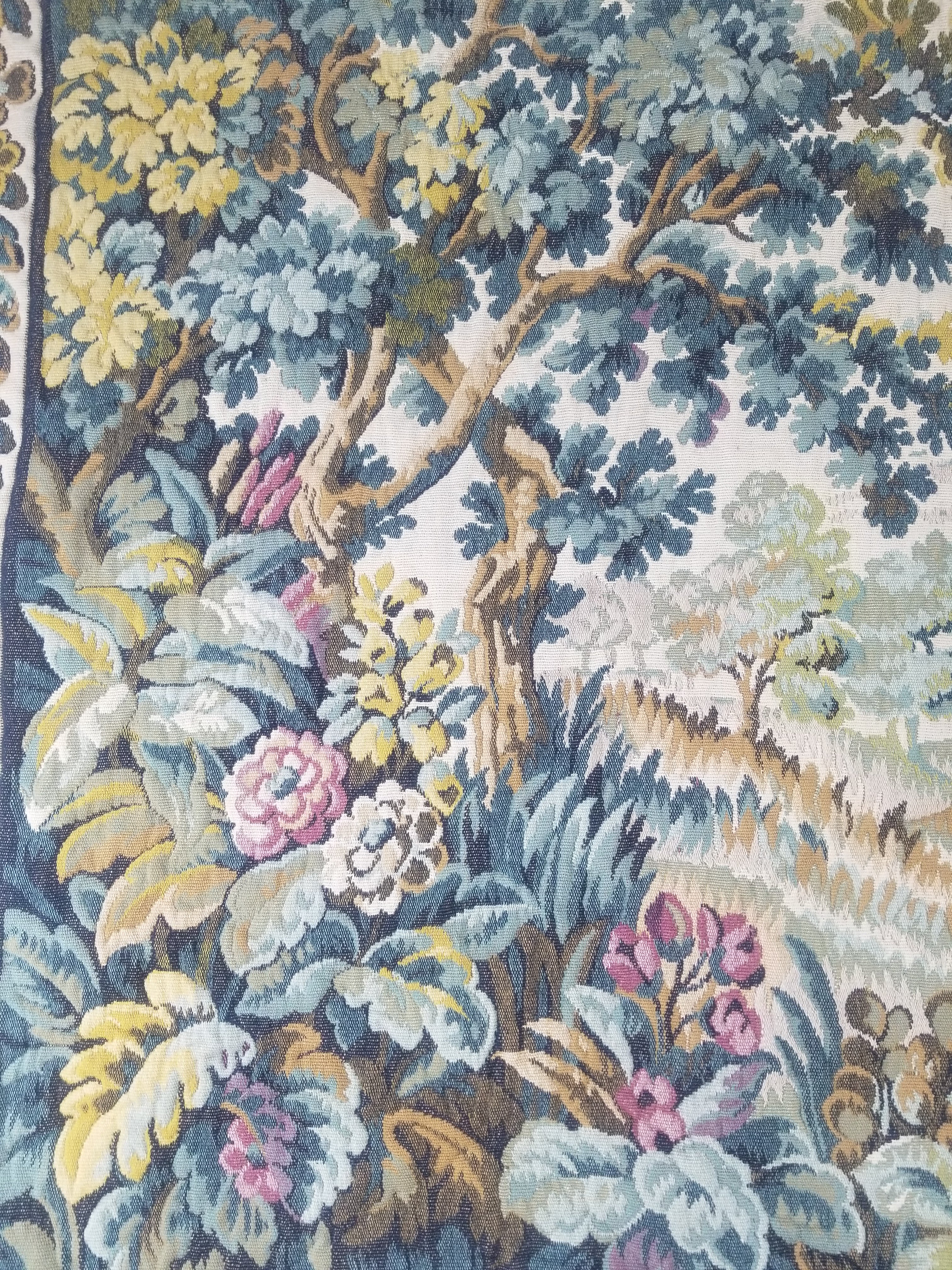 Vintage French Verdure Scene Wall Hanging Tapestry 194x114cm