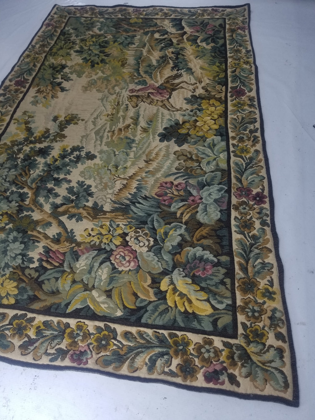 Vintage French Verdure Scene Wall Hanging Tapestry 194x114cm